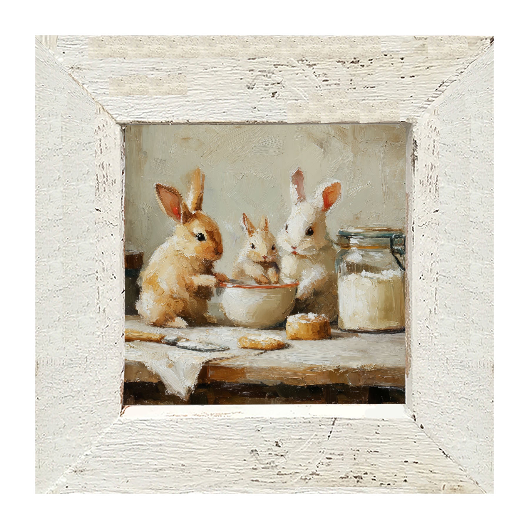 Bunnies Baking Together - Framed Art