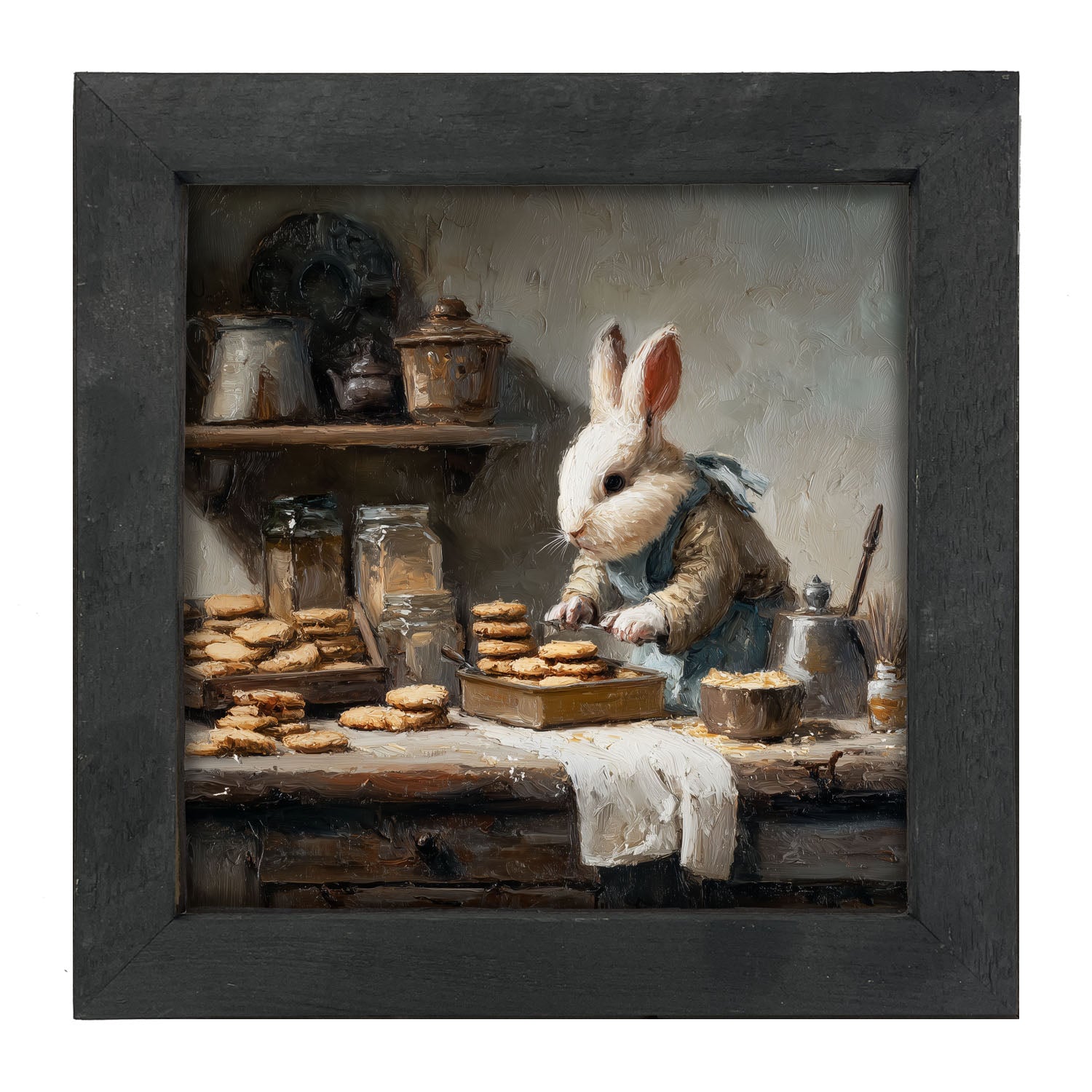 Bunny Baking Cookies - Framed Art