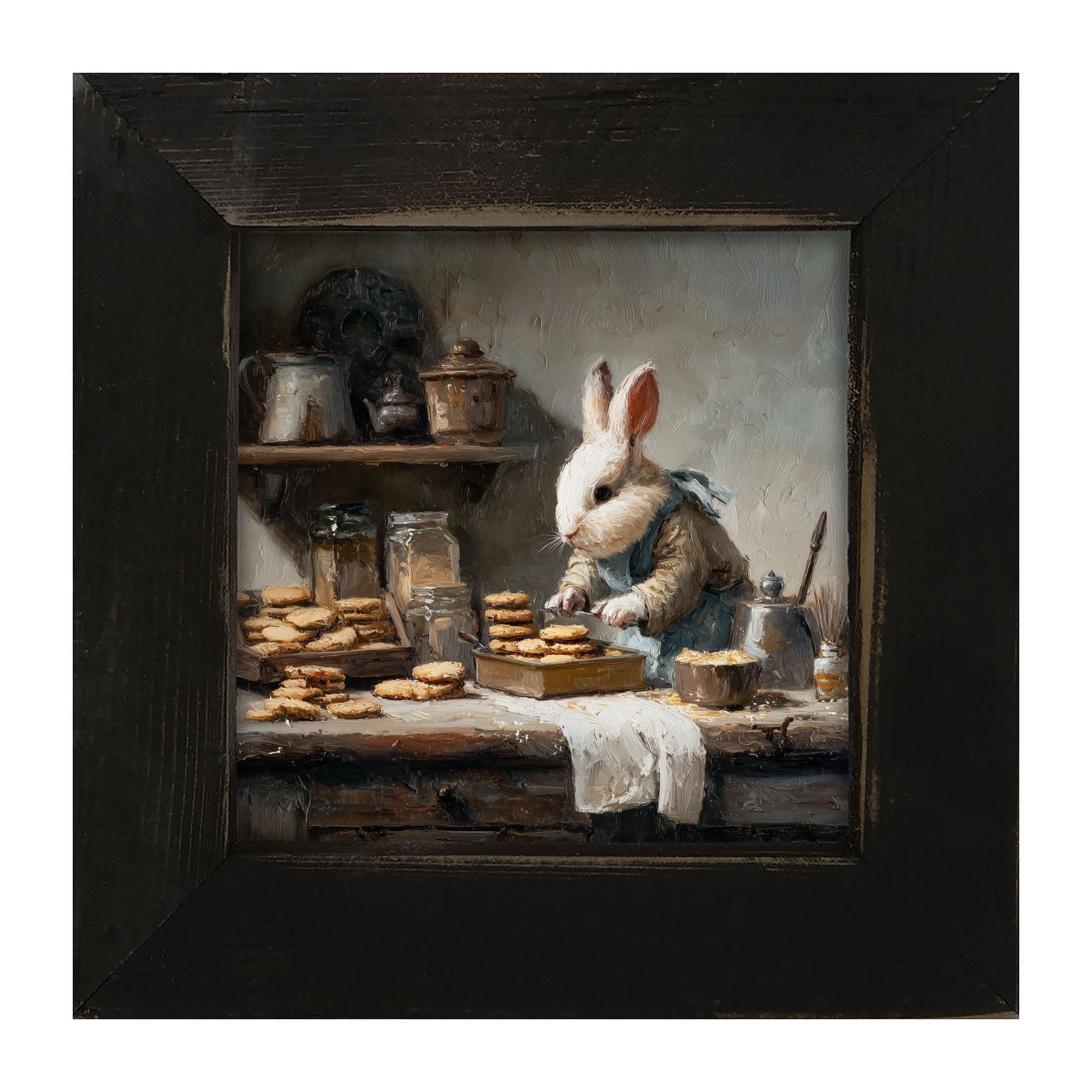Bunny Baking Cookies - Framed Art