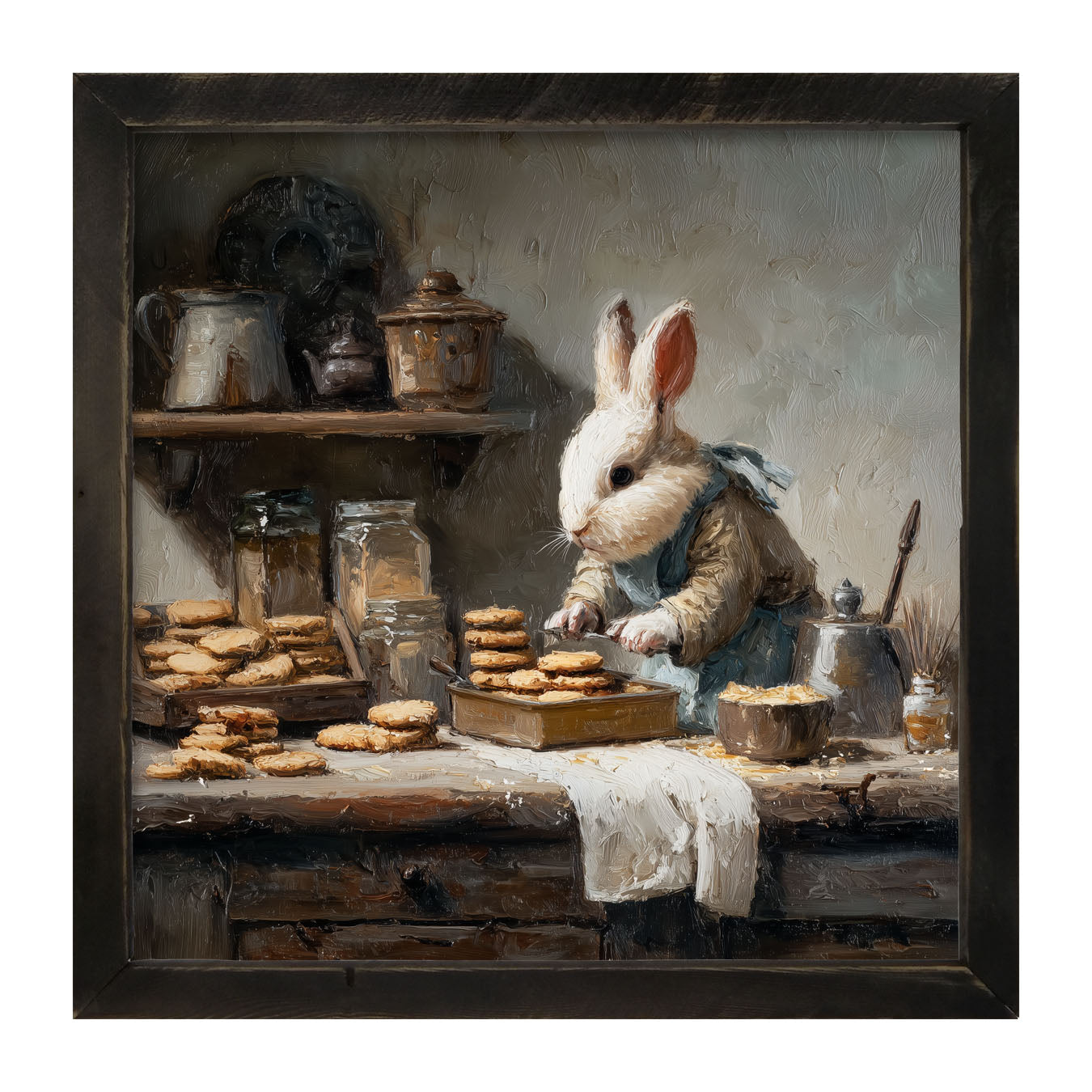 Bunny Baking Cookies - Framed Art