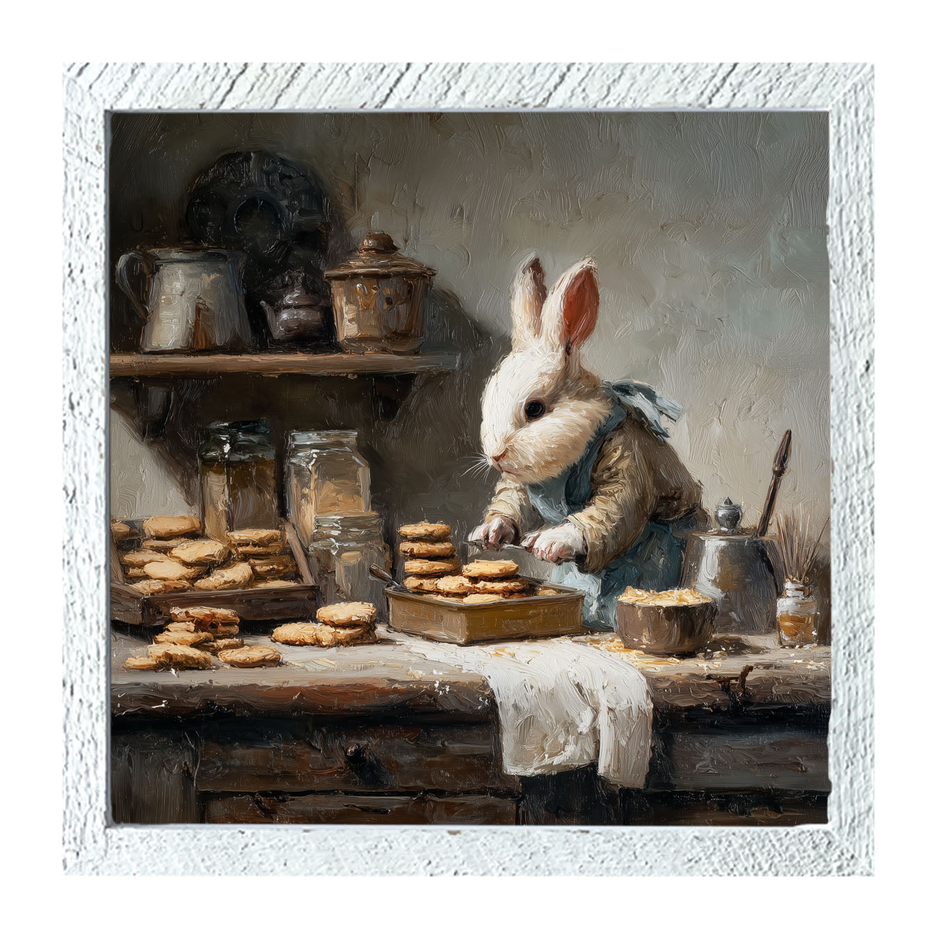 Bunny Baking Cookies - Framed Art