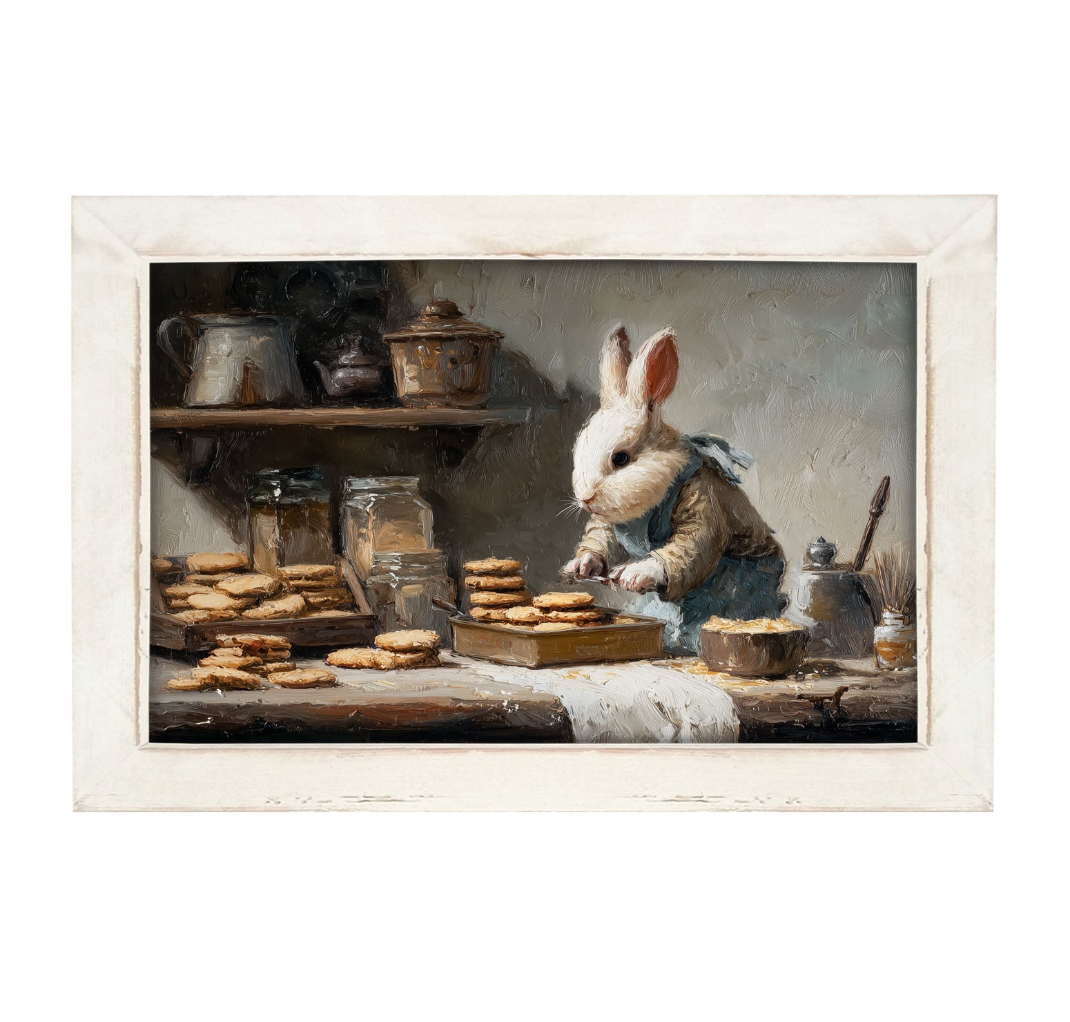 Bunny Baking Cookies - Framed Art