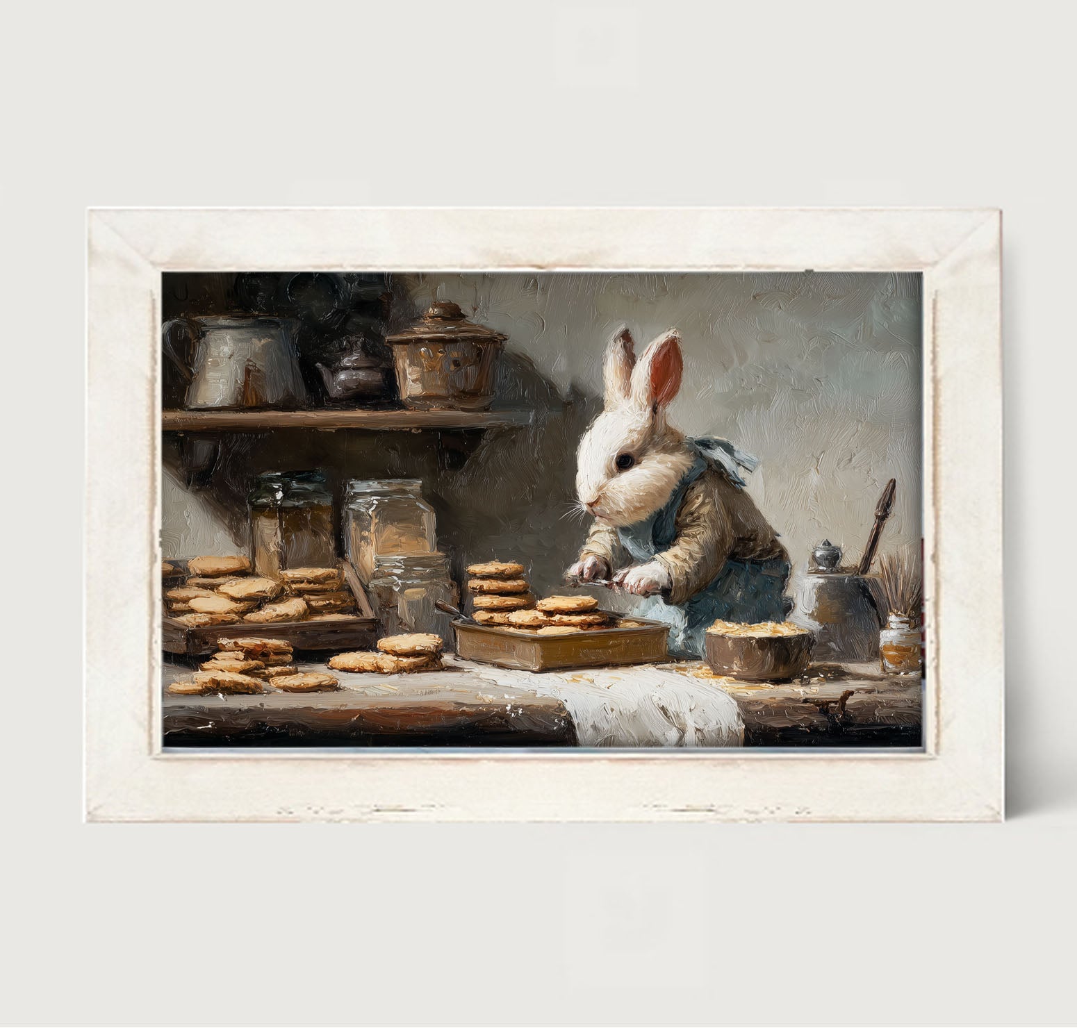 Bunny Baking Cookies - Framed Art