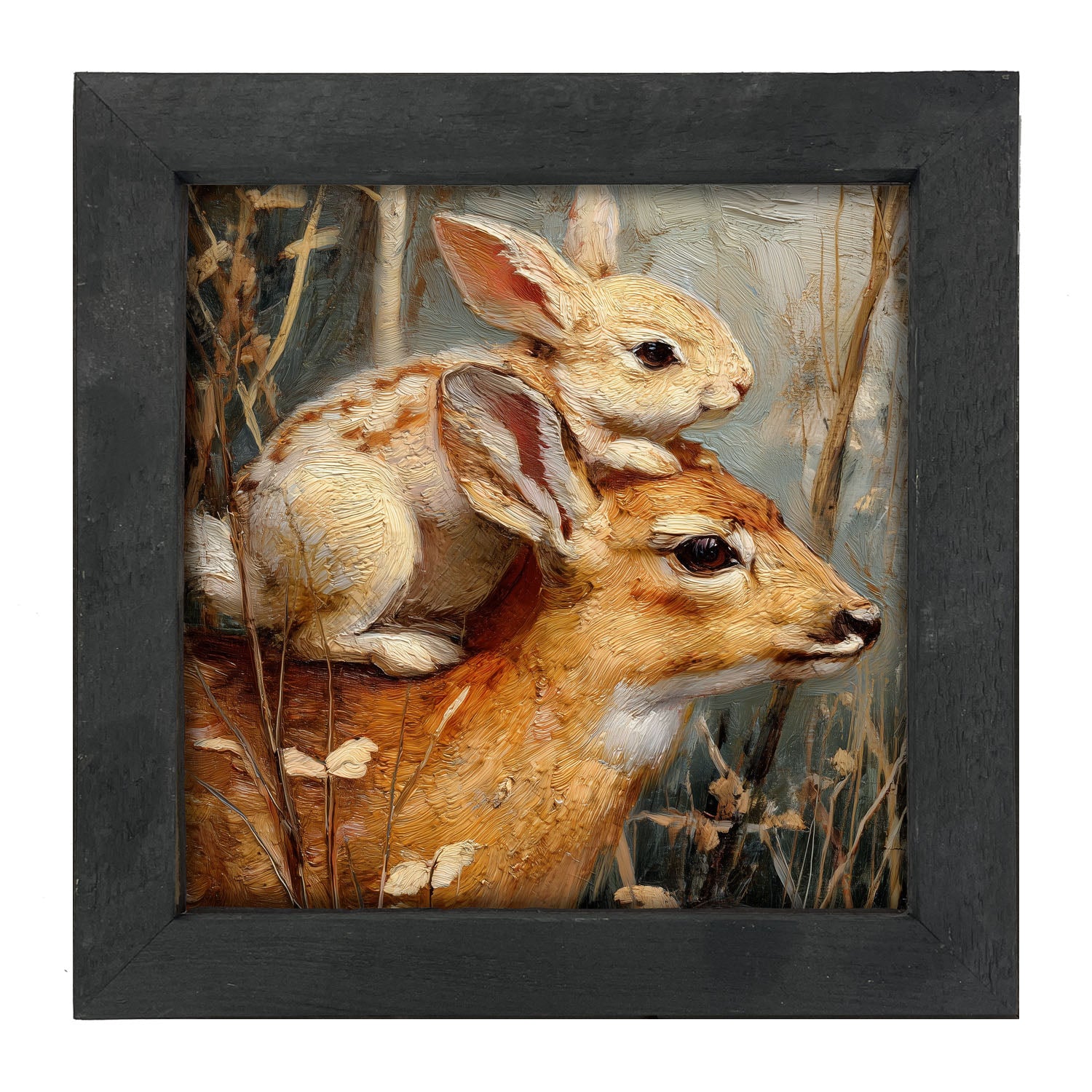 Bunny with a Deer - Framed Art