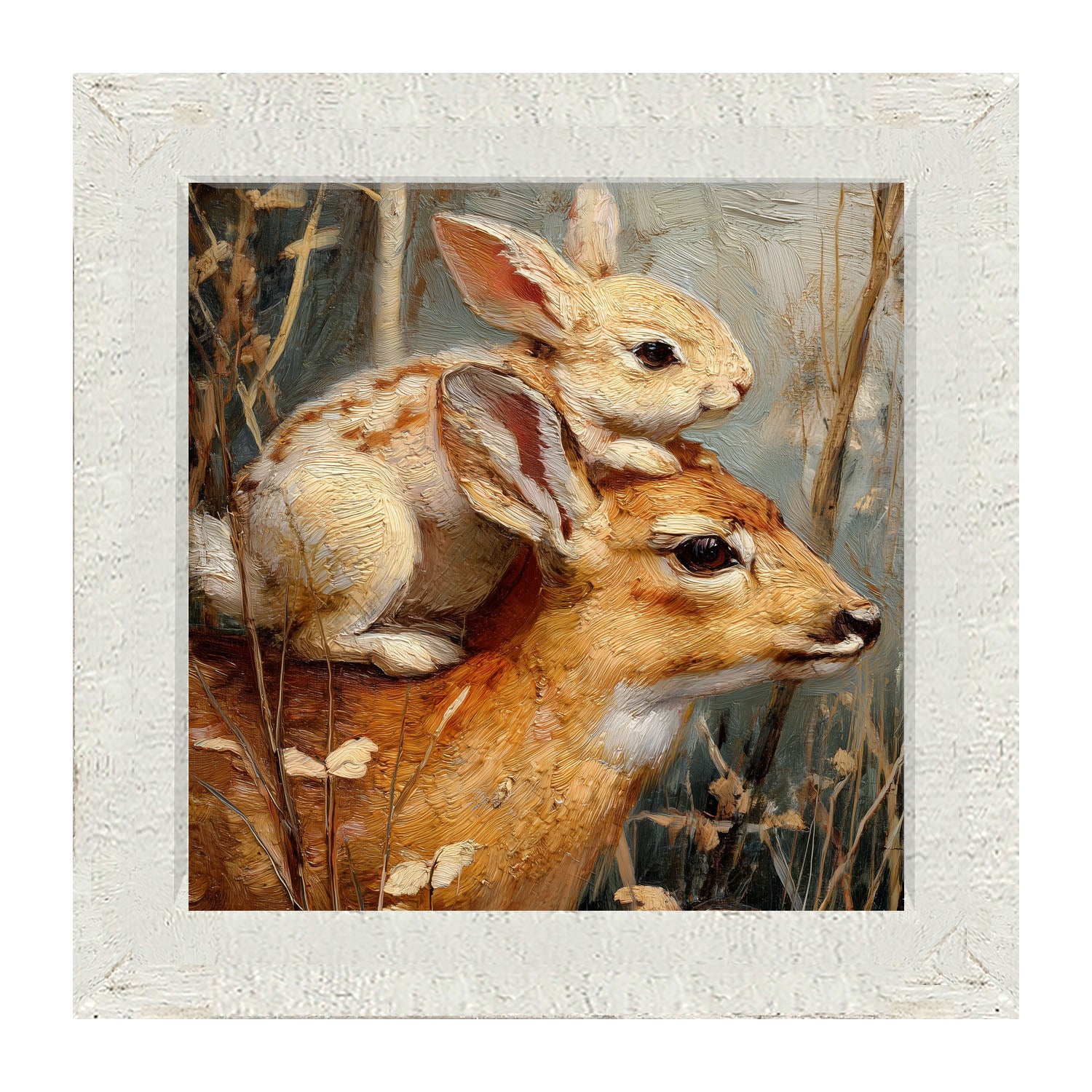 Bunny with a Deer - Framed Art