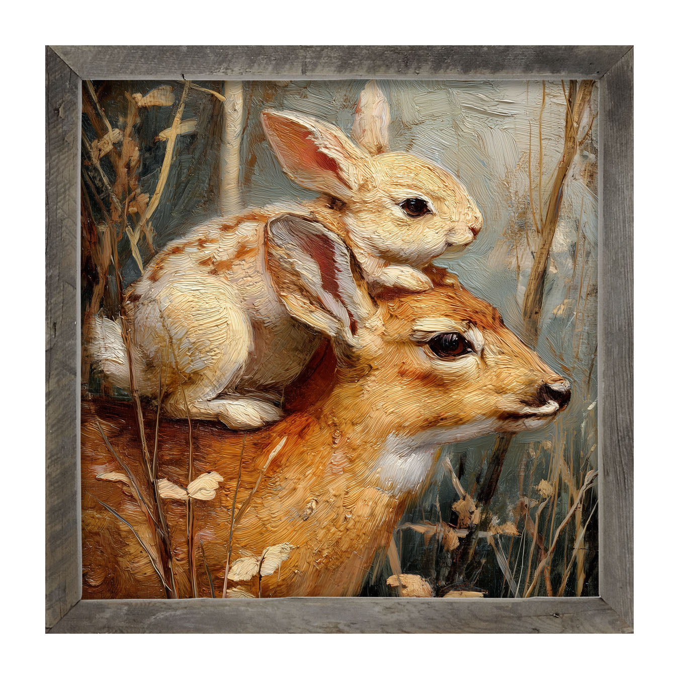 Bunny with a Deer - Framed Art