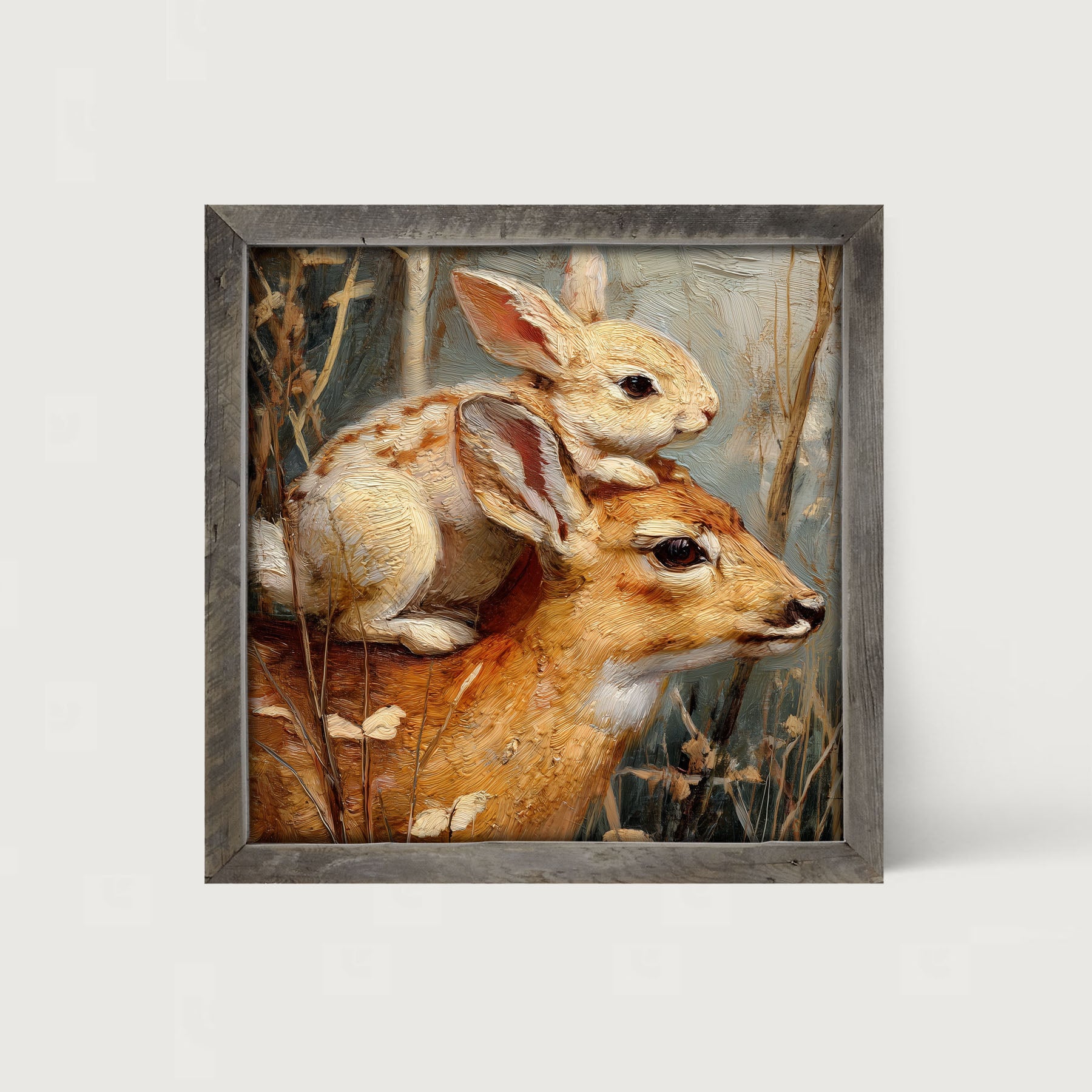 Bunny with a Deer - Framed Art