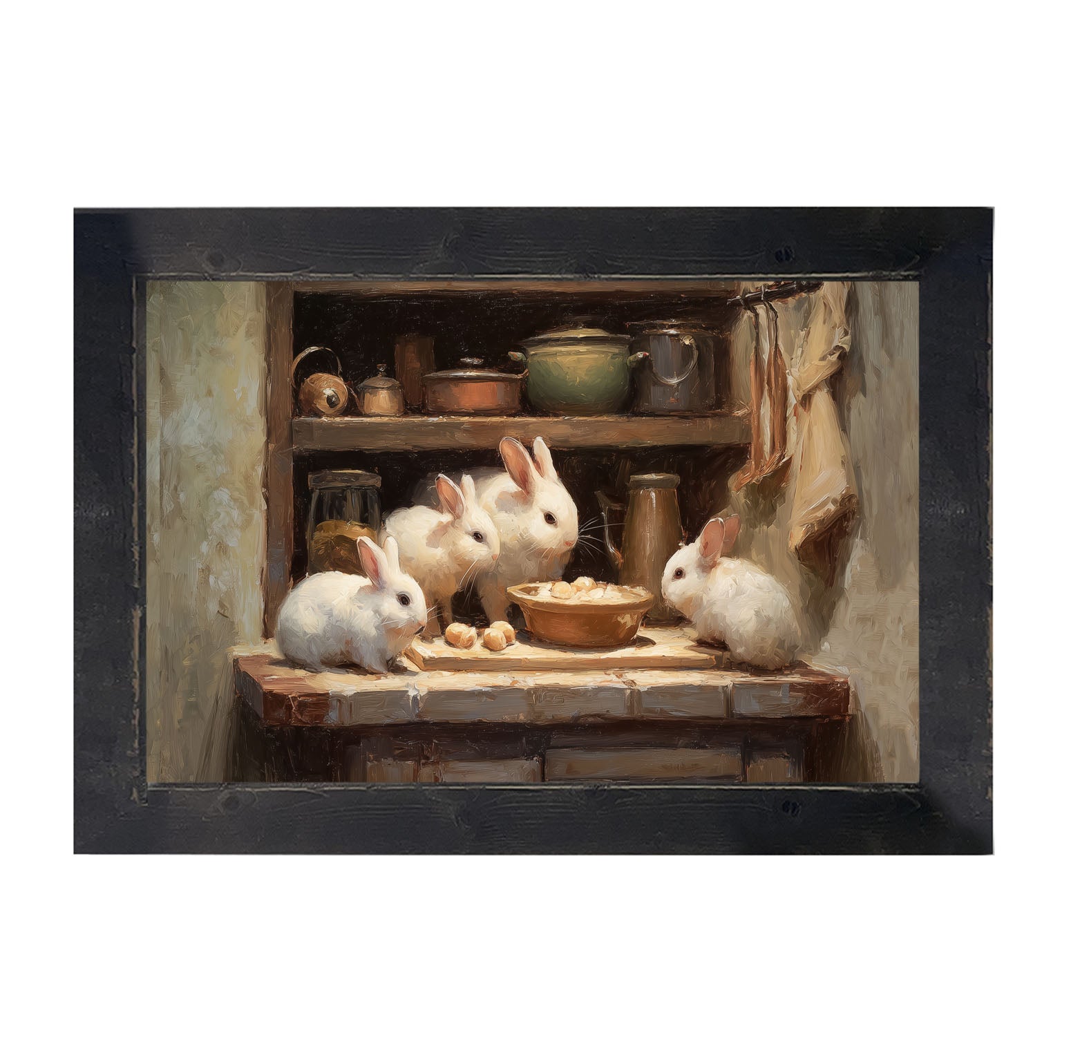 Bunnies Preparing a Meal - Framed Art