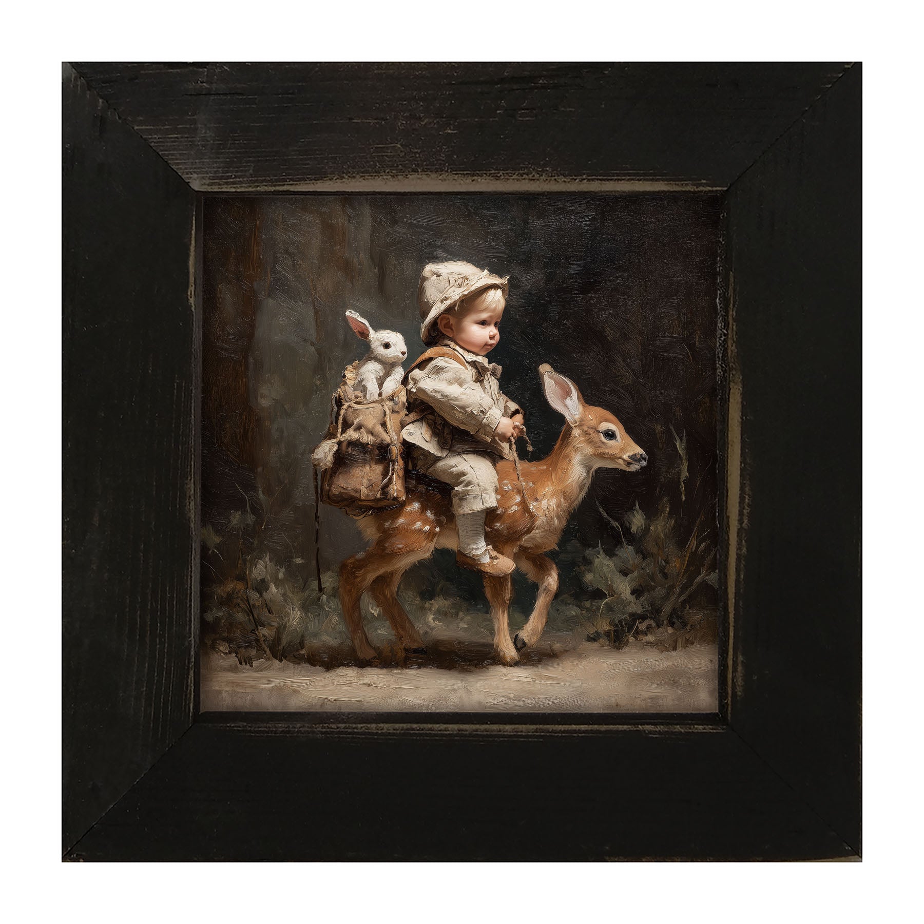 A Boy with his Forest Friends - Framed Art