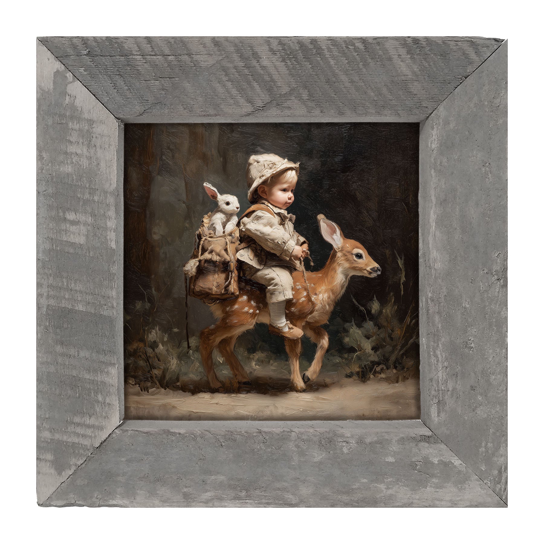 A Boy with his Forest Friends - Framed Art
