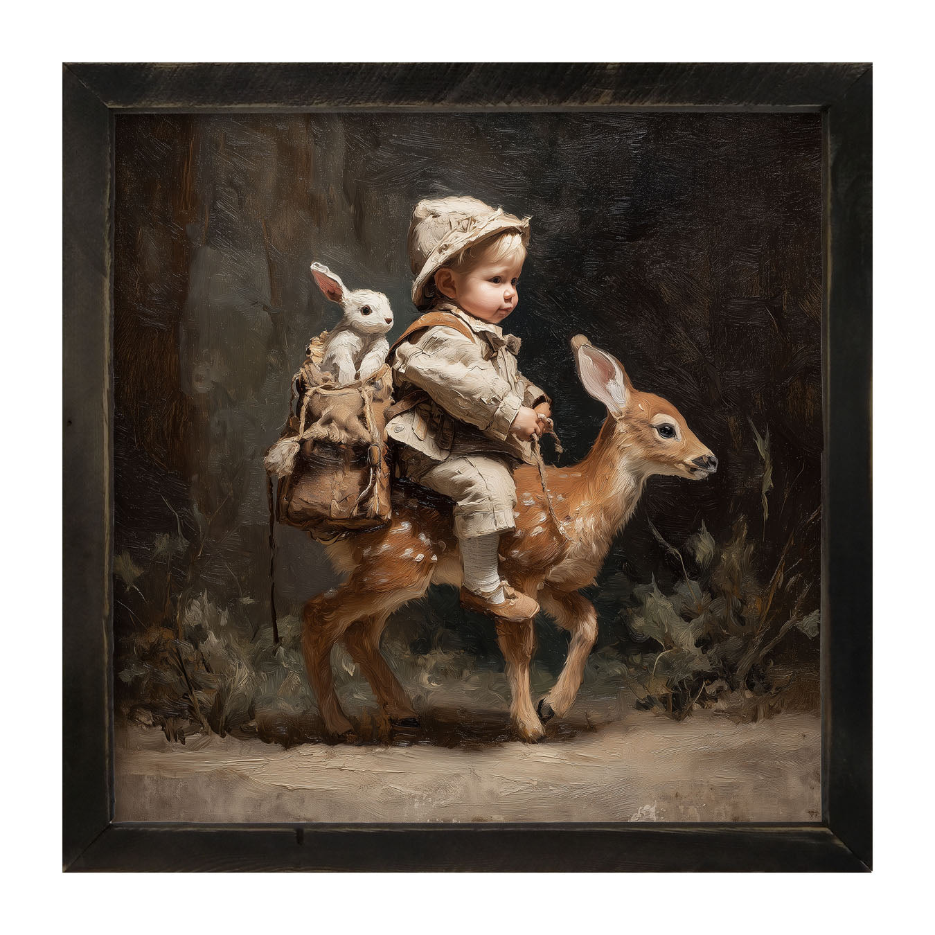 A Boy with his Forest Friends - Framed Art