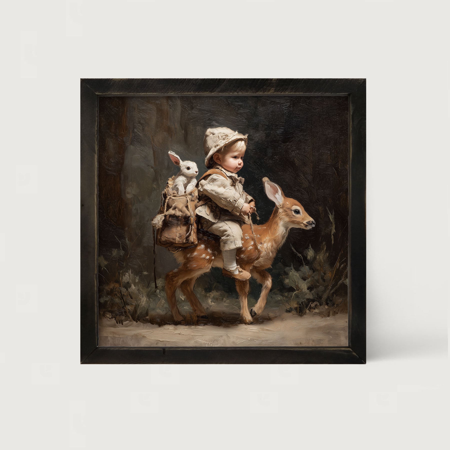 A Boy with his Forest Friends - Framed Art