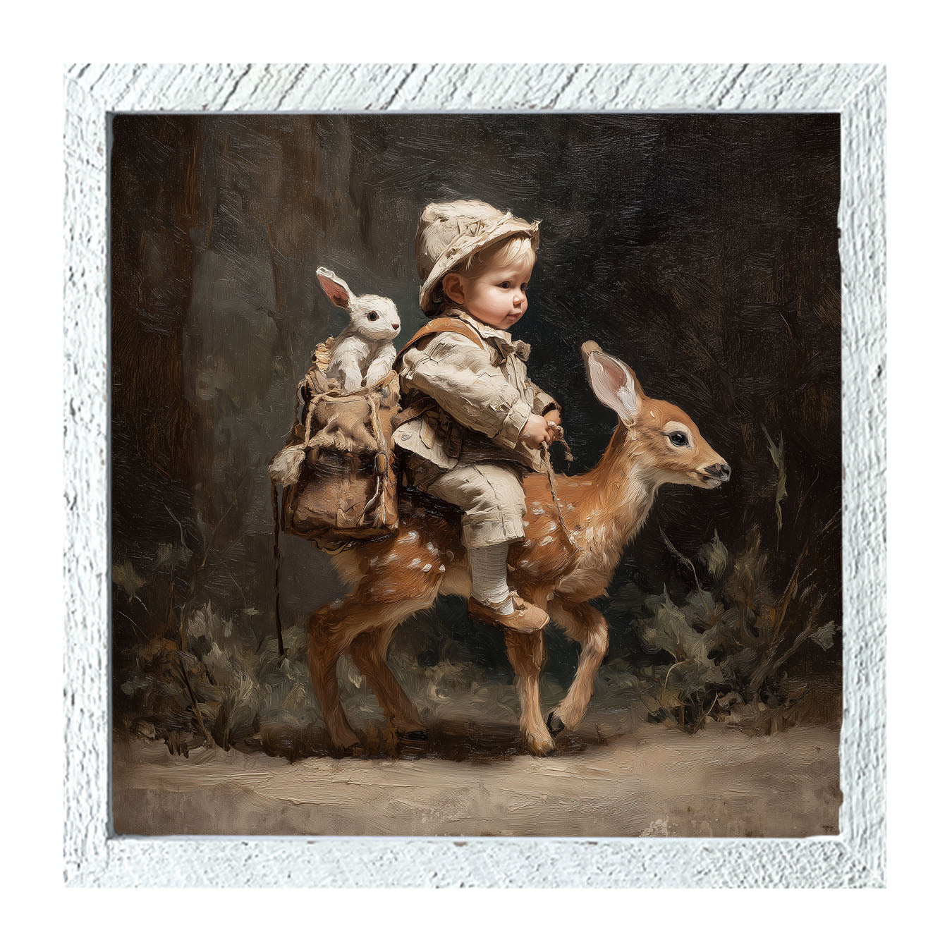 A Boy with his Forest Friends - Framed Art