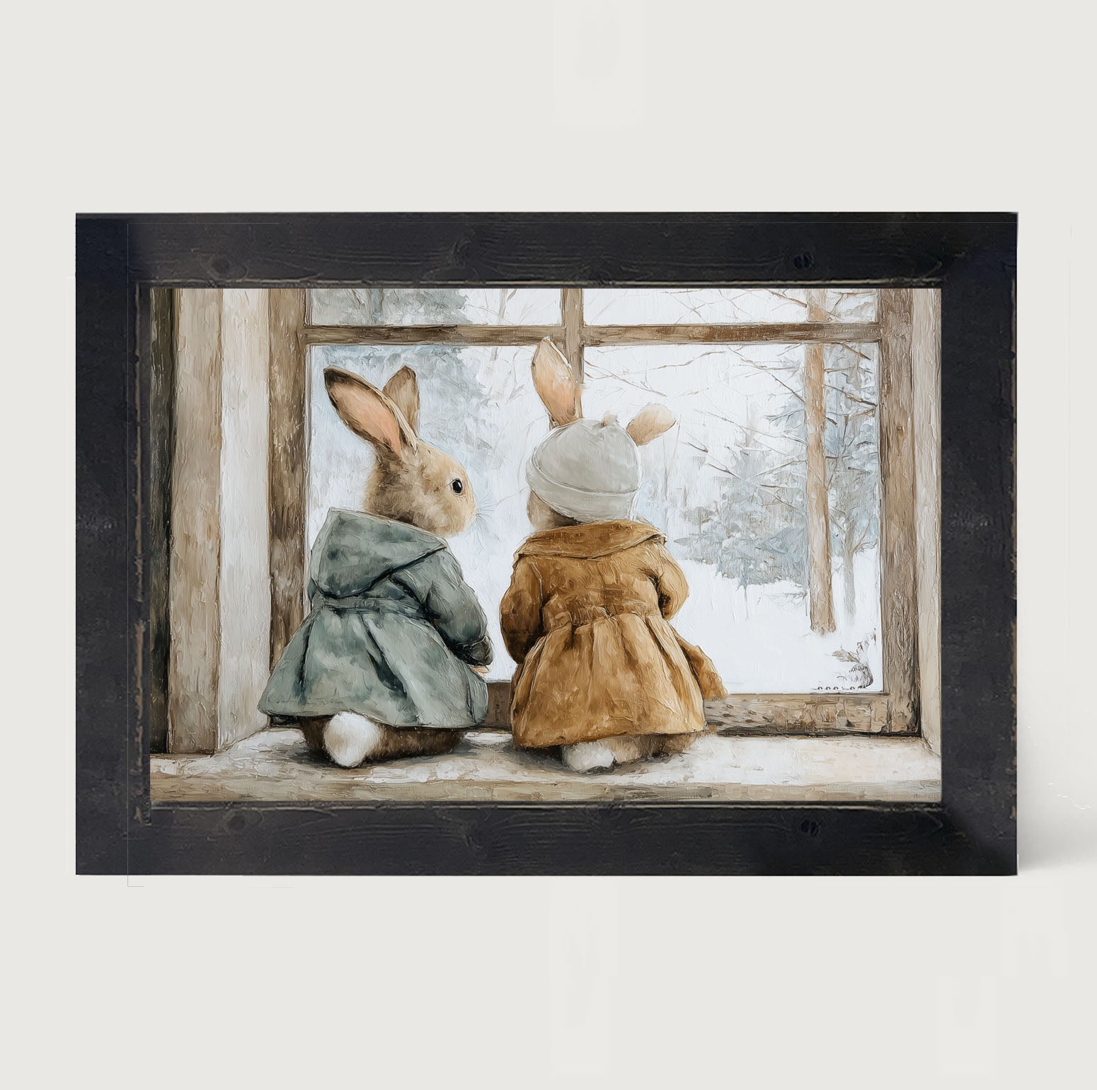 Bunnies Watching a Snowfall