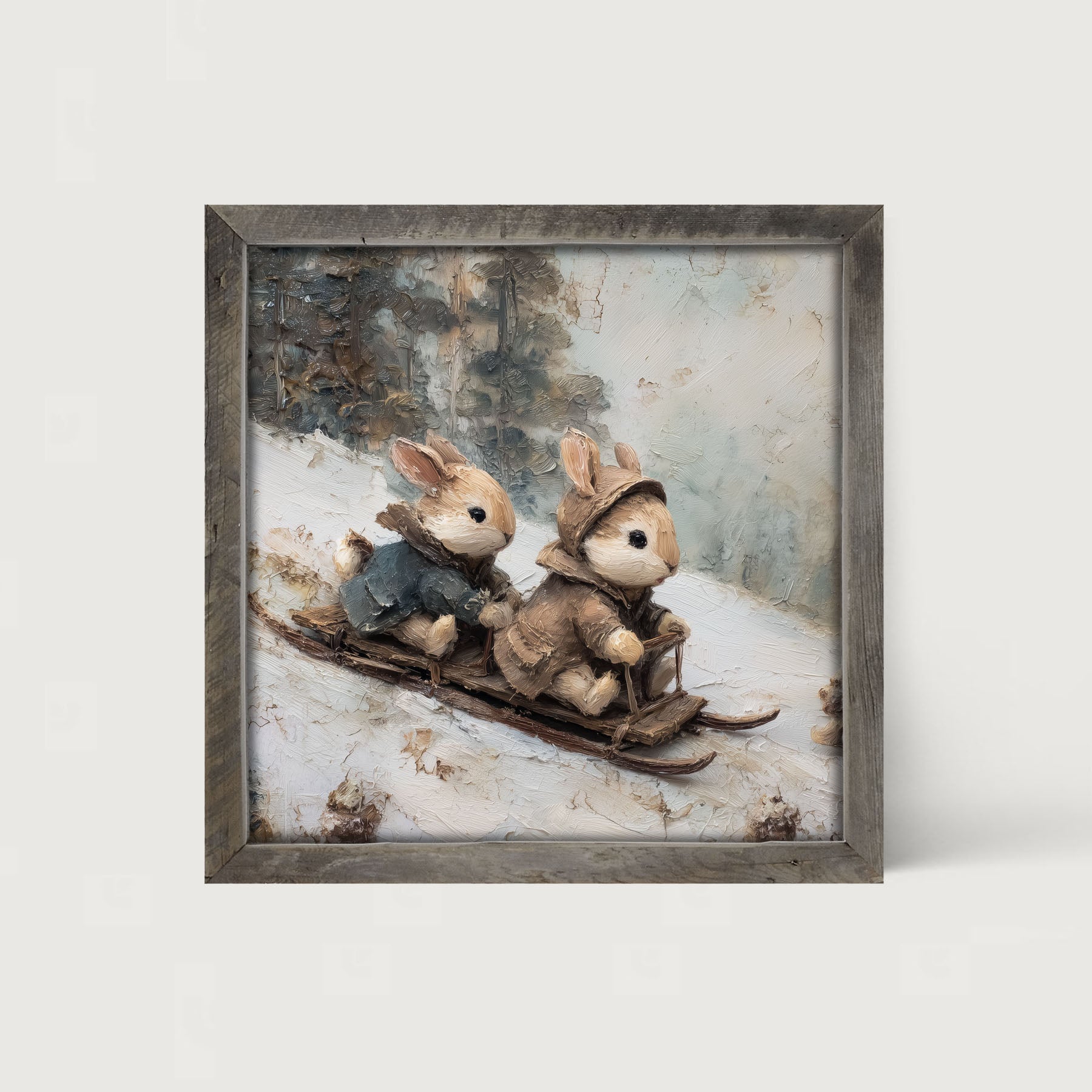 Bunnies Sledding
