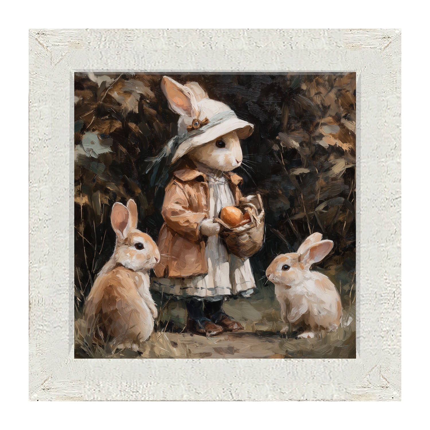 Country Friends - Edith and Some Bunnies - Framed Art