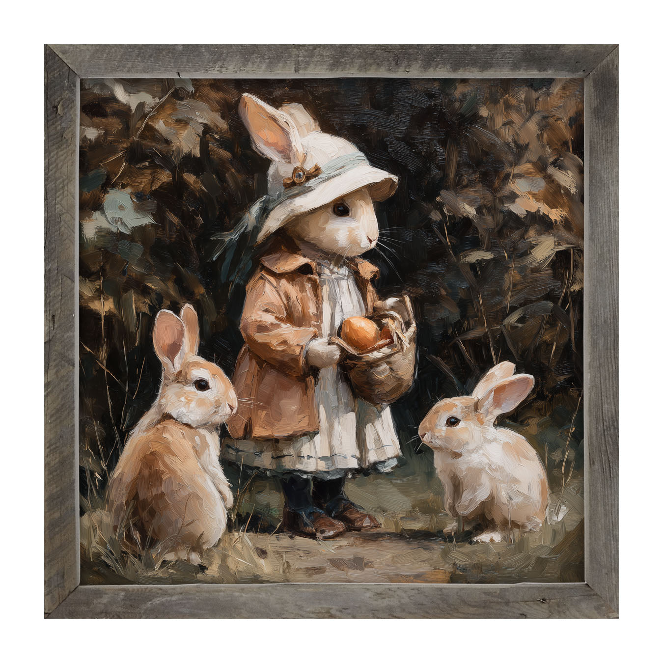 Country Friends - Edith and Some Bunnies - Framed Art