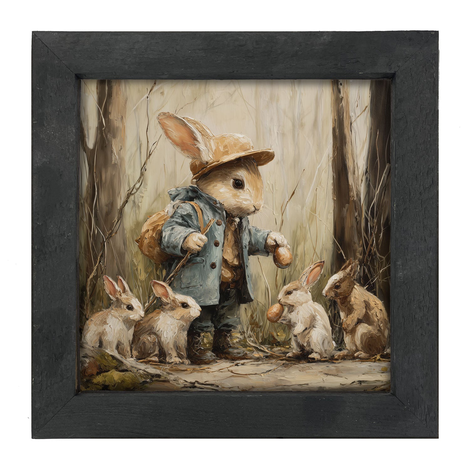 Country Friends - Ethan and Some Bunnies - Framed Art