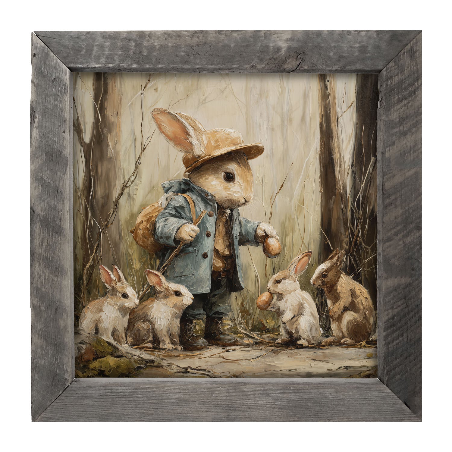 Country Friends - Ethan and Some Bunnies - Framed Art