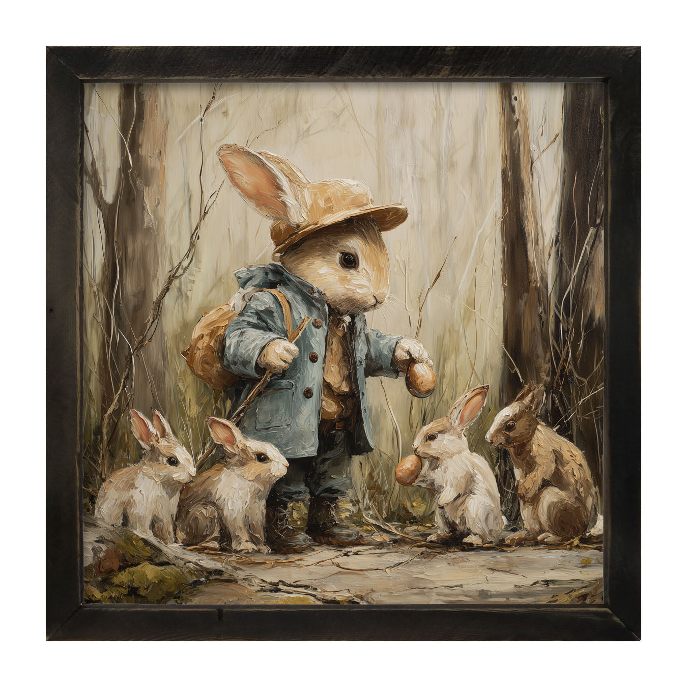 Country Friends - Ethan and Some Bunnies - Framed Art