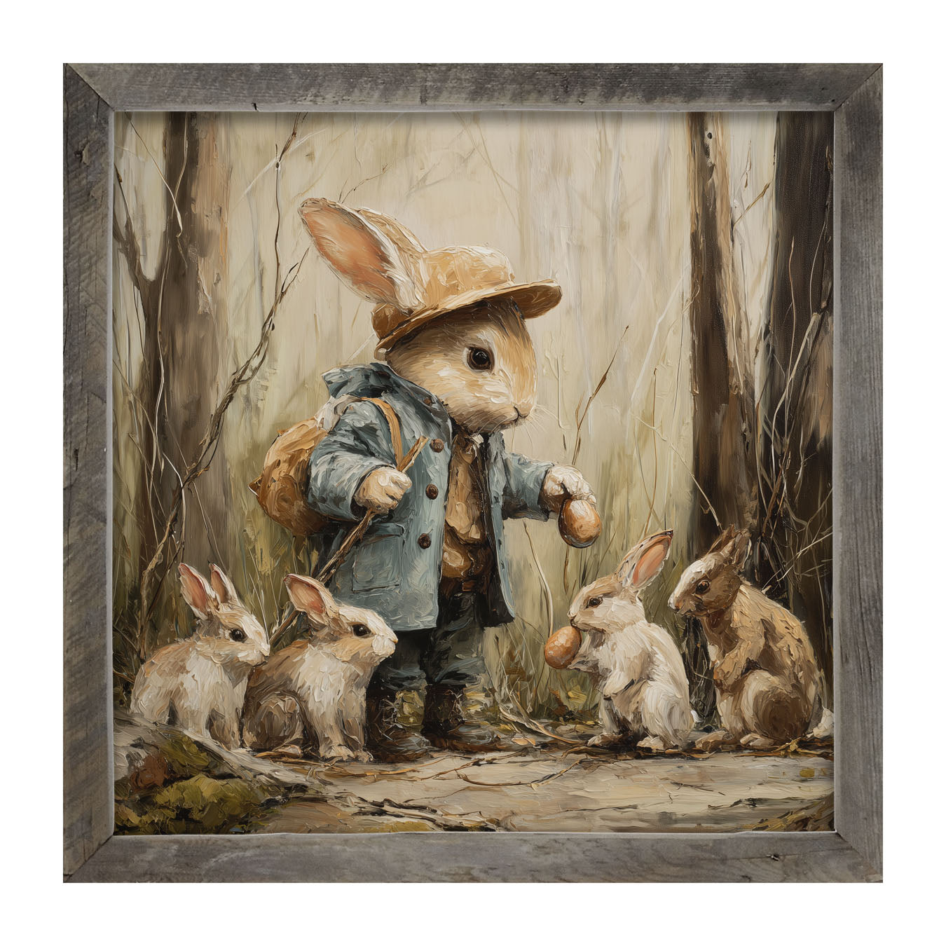 Country Friends - Ethan and Some Bunnies - Framed Art