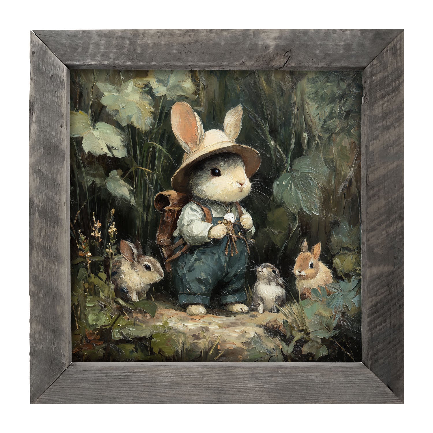 Country Friends - Quinn and Some Bunnies - Framed Art
