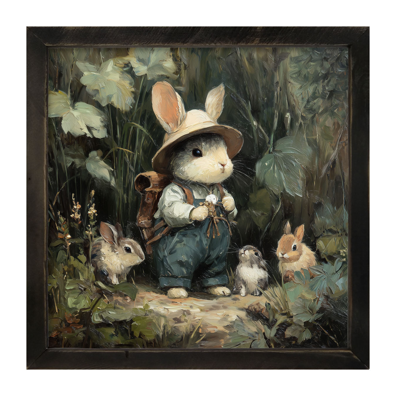 Country Friends - Quinn and Some Bunnies - Framed Art