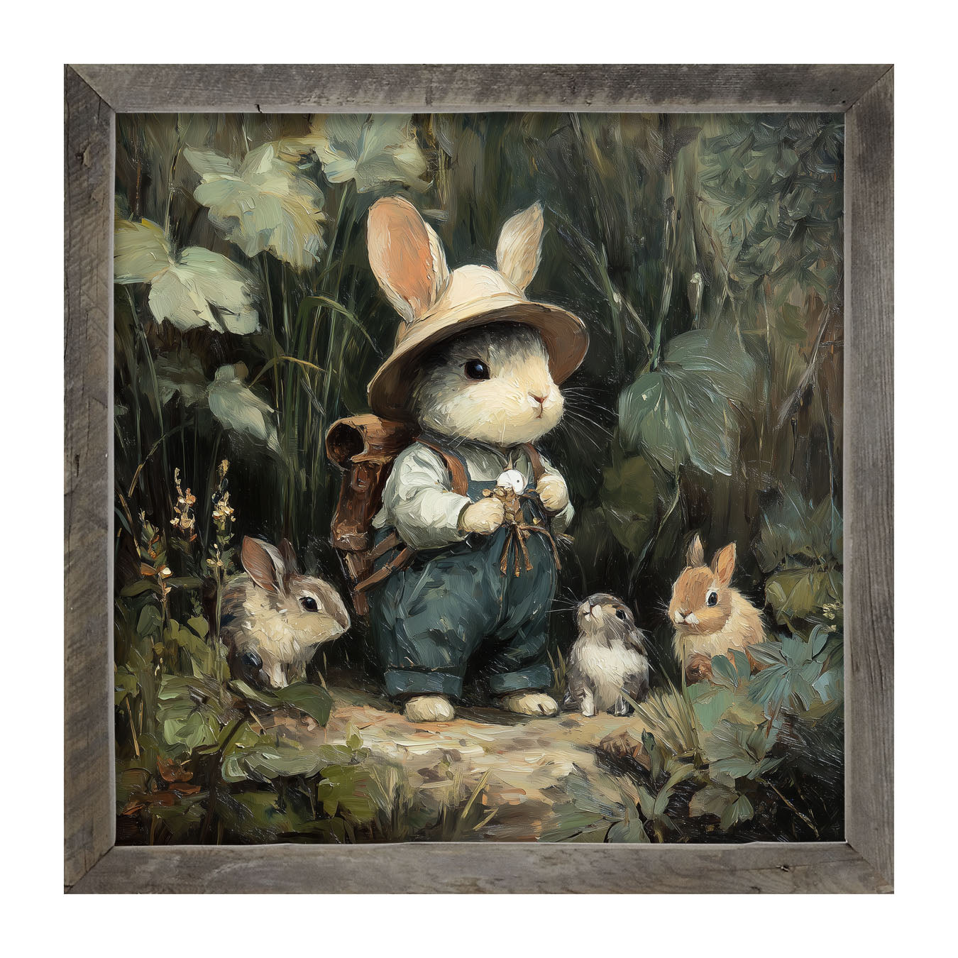 Country Friends - Quinn and Some Bunnies - Framed Art