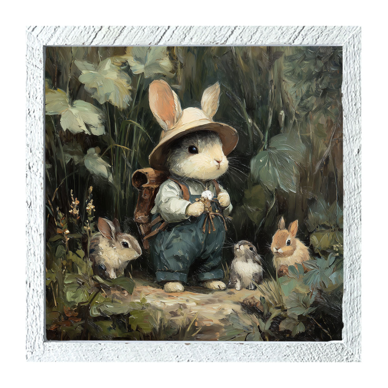 Country Friends - Quinn and Some Bunnies - Framed Art