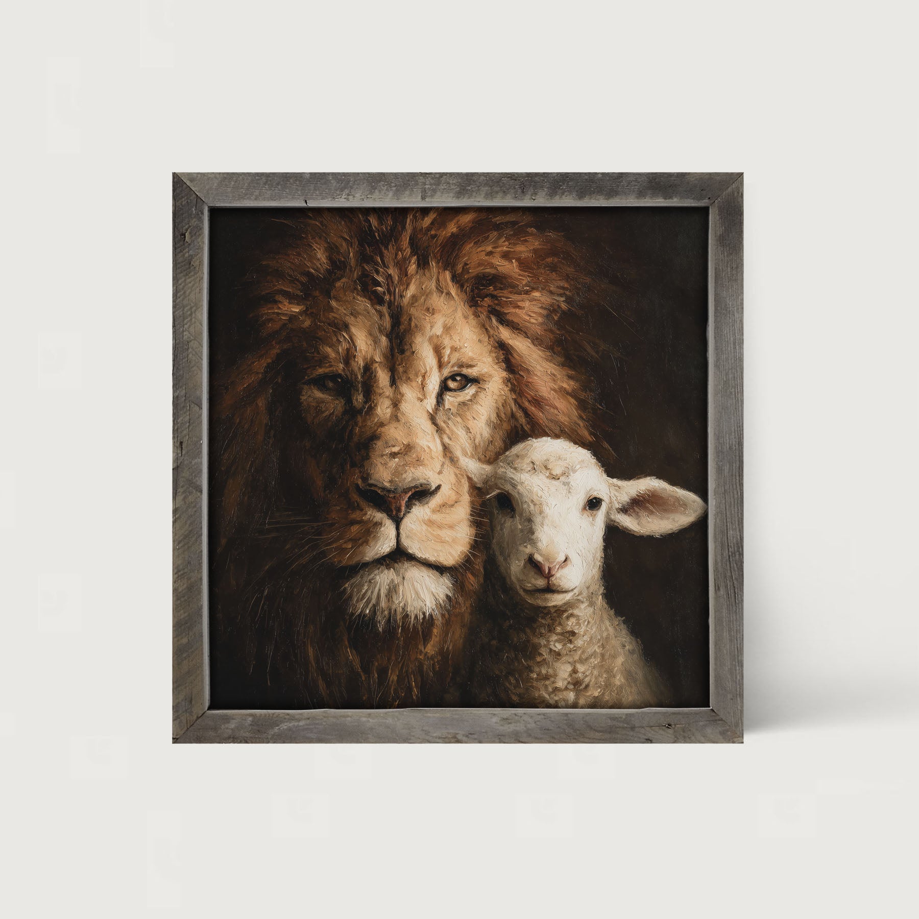 The Lion and The Lamb - A Portrait - Framed Art