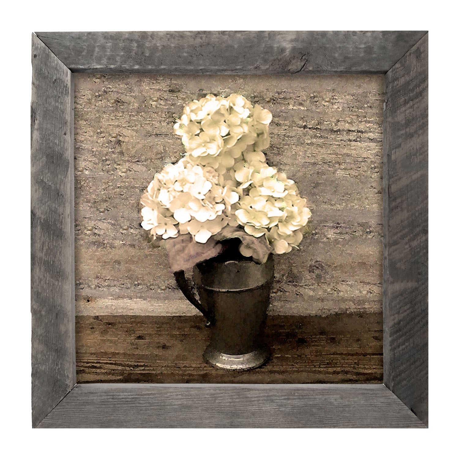 White Hydrangeas - Framed art