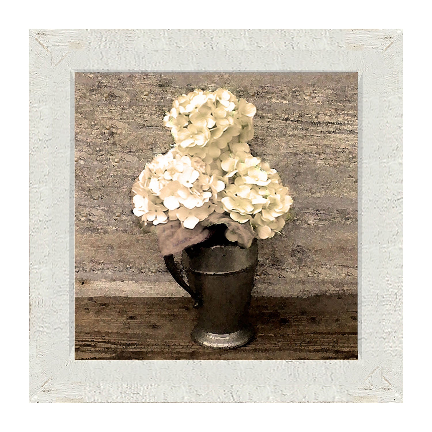 White Hydrangeas - Framed art