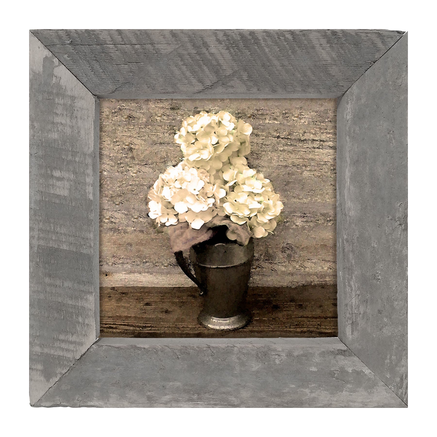 White Hydrangeas - Framed art