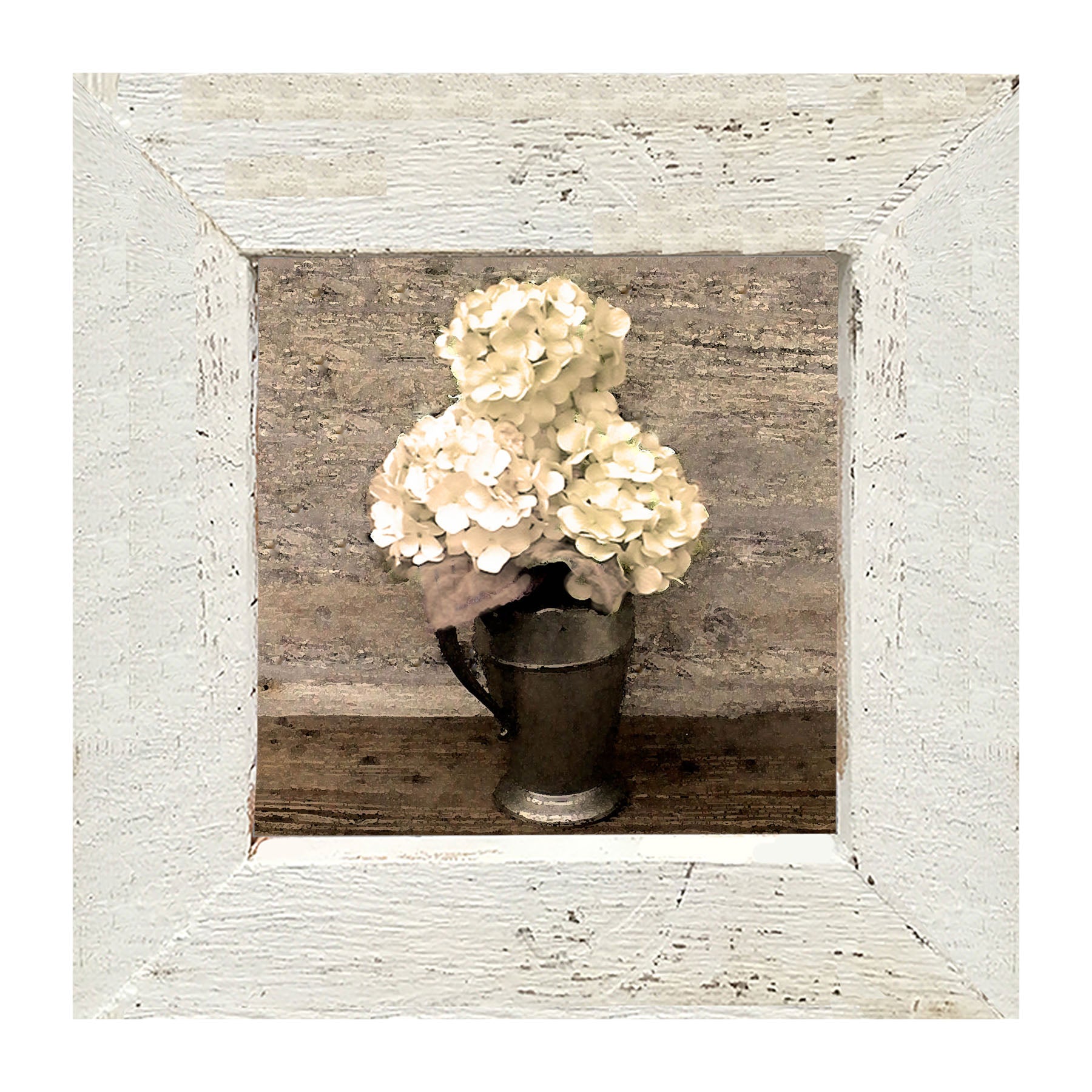 White Hydrangeas - Framed art