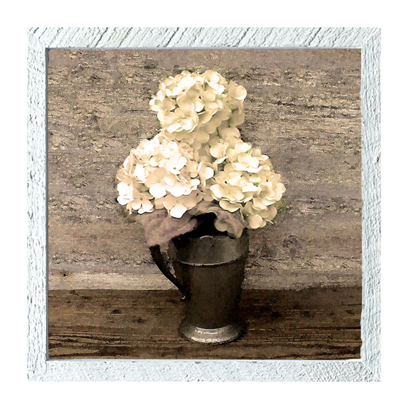 White Hydrangeas - Framed art