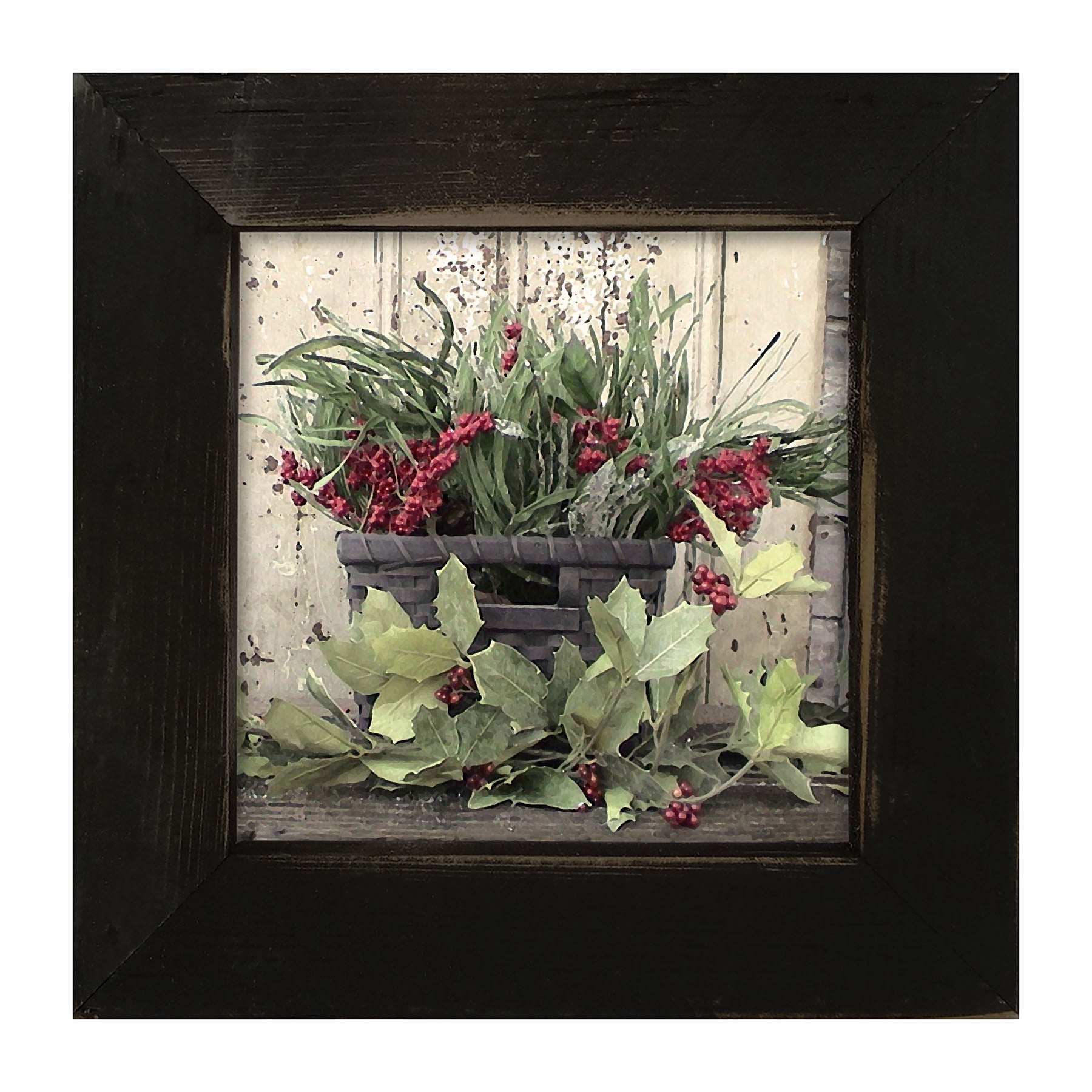 Berry Basket with Holly - Framed art