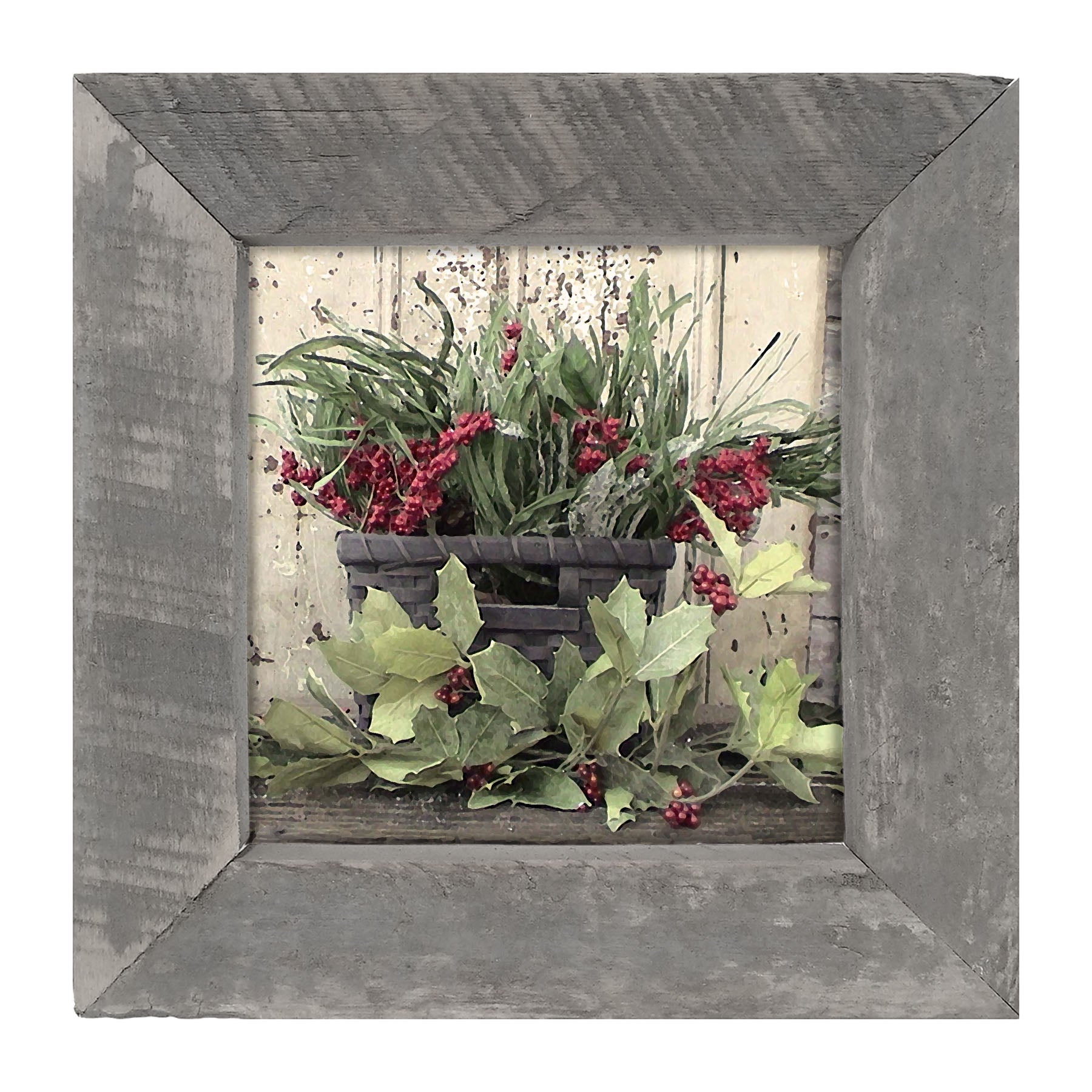 Berry Basket with Holly - Framed art