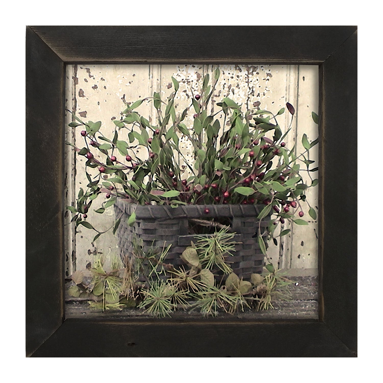Berry Basket with Pine - Framed art