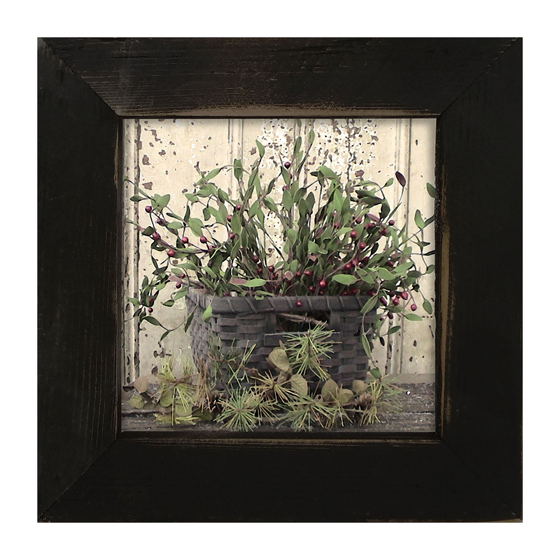 Berry Basket with Pine - Framed art