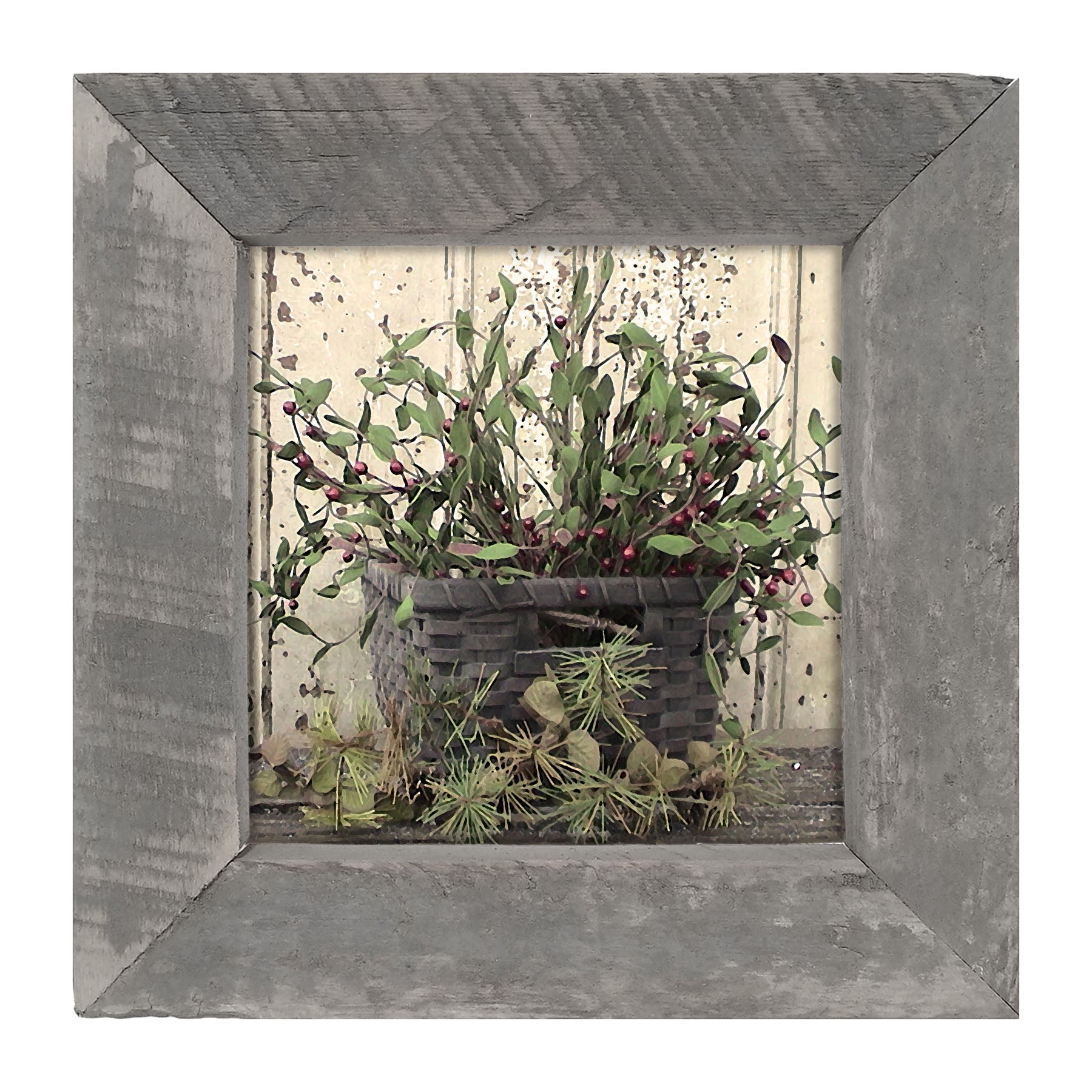 Berry Basket with Pine - Framed art