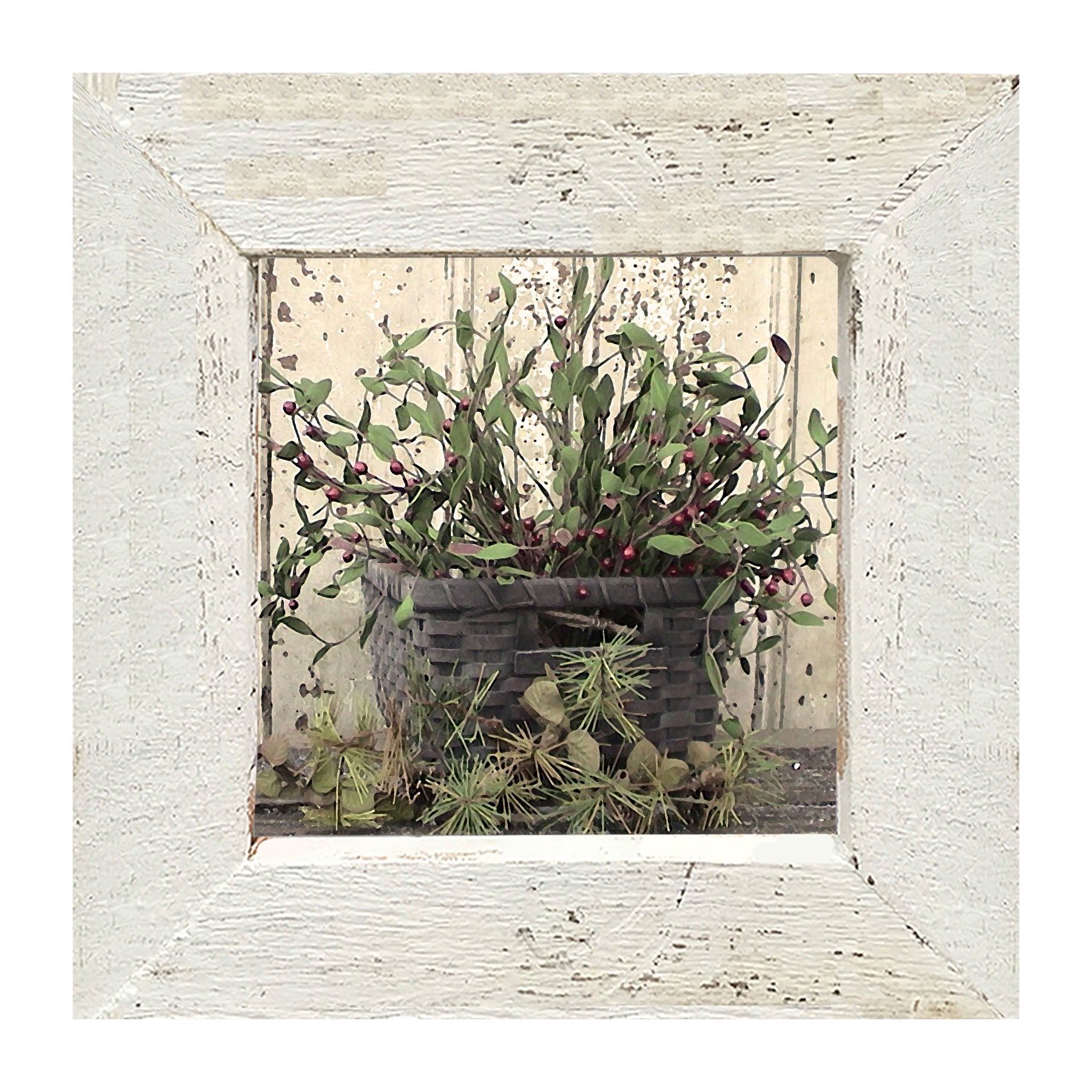 Berry Basket with Pine - Framed art