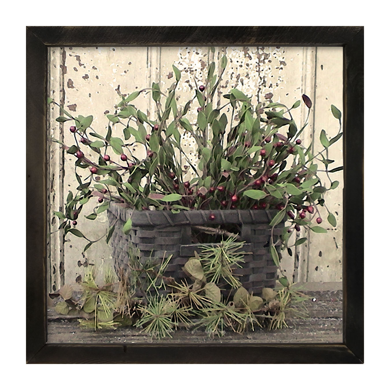 Berry Basket with Pine - Framed art