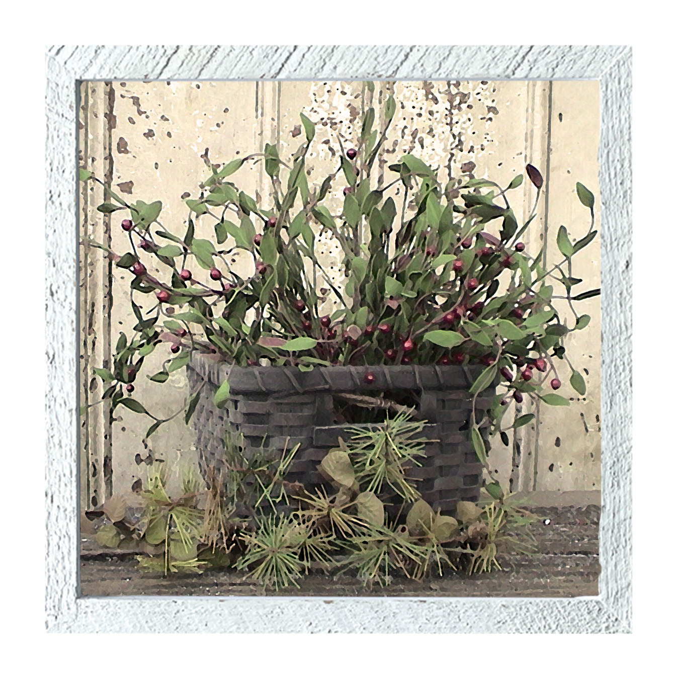 Berry Basket with Pine - Framed art