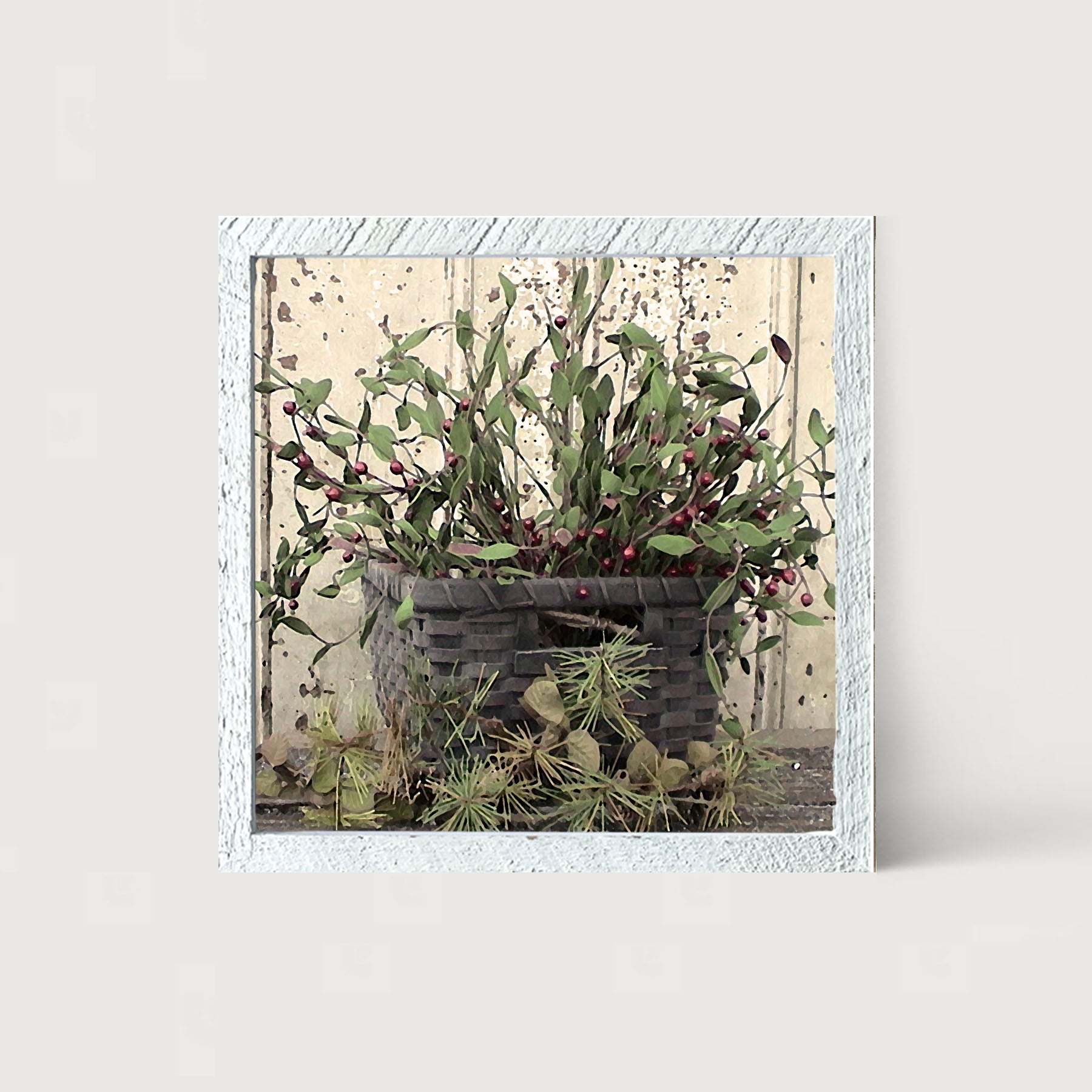 Berry Basket with Pine - Framed art