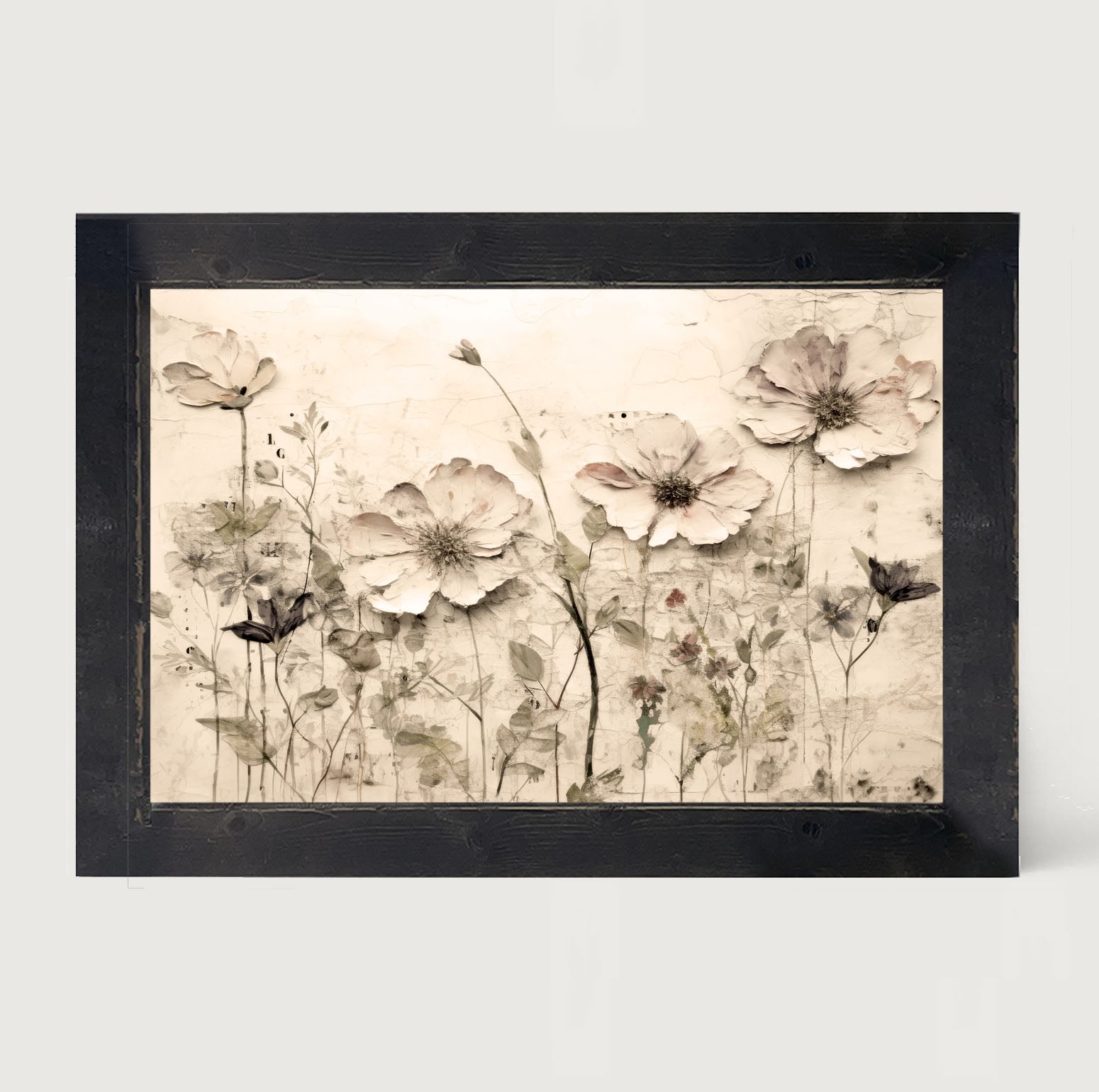 Monochrome flowers 2 - Framed art