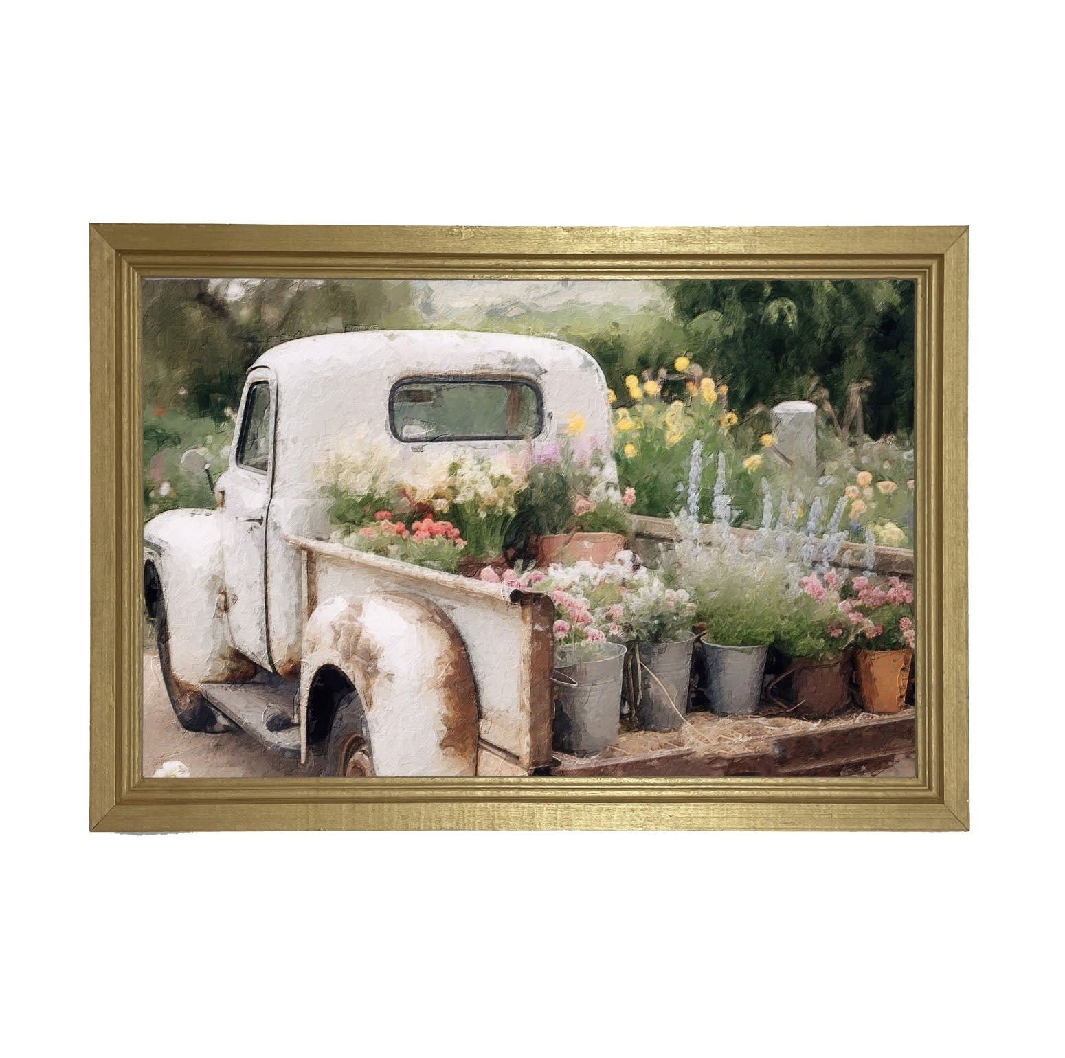 White Flower Truck - Framed art