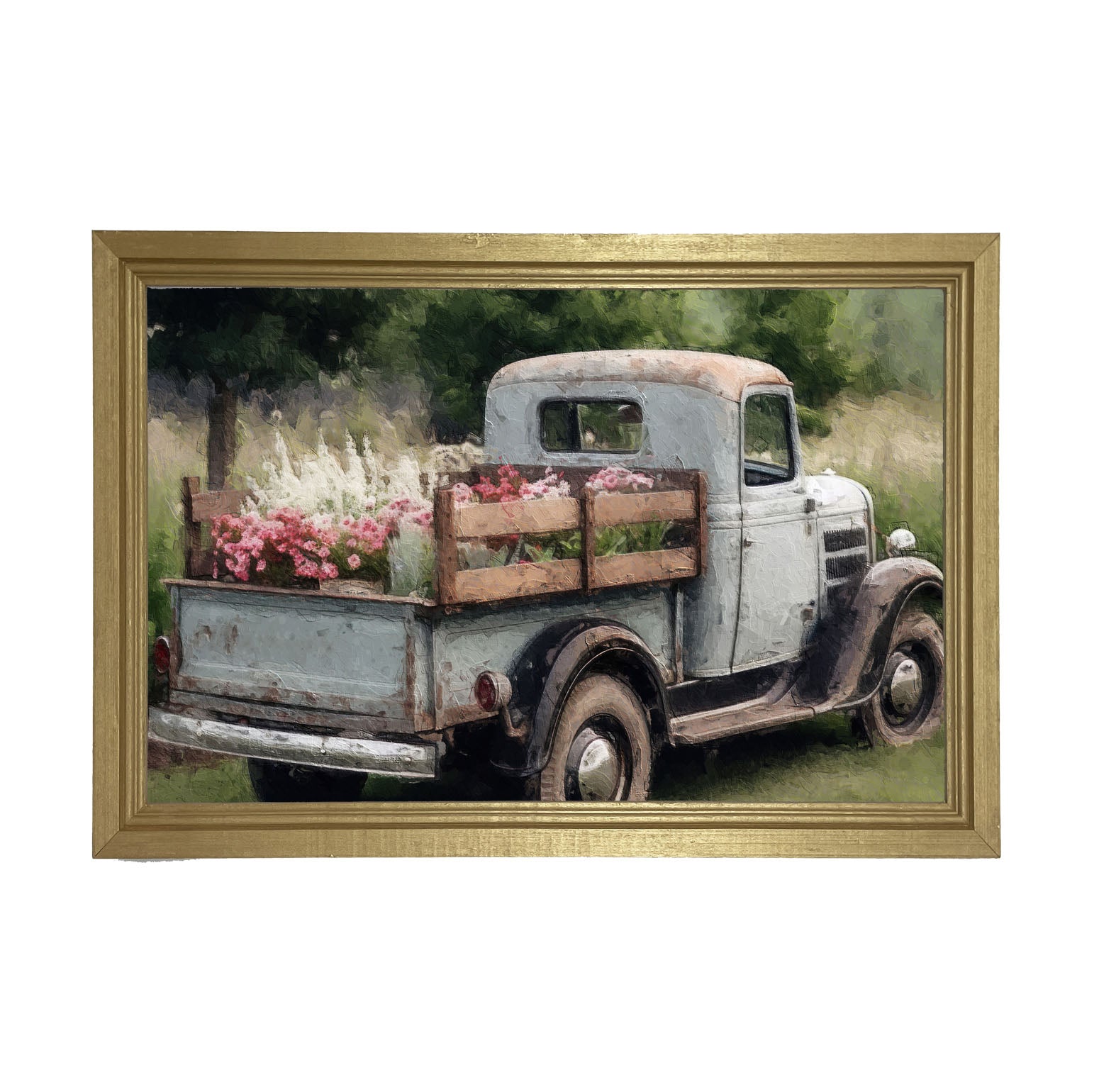 Blue Flower Truck - Framed art