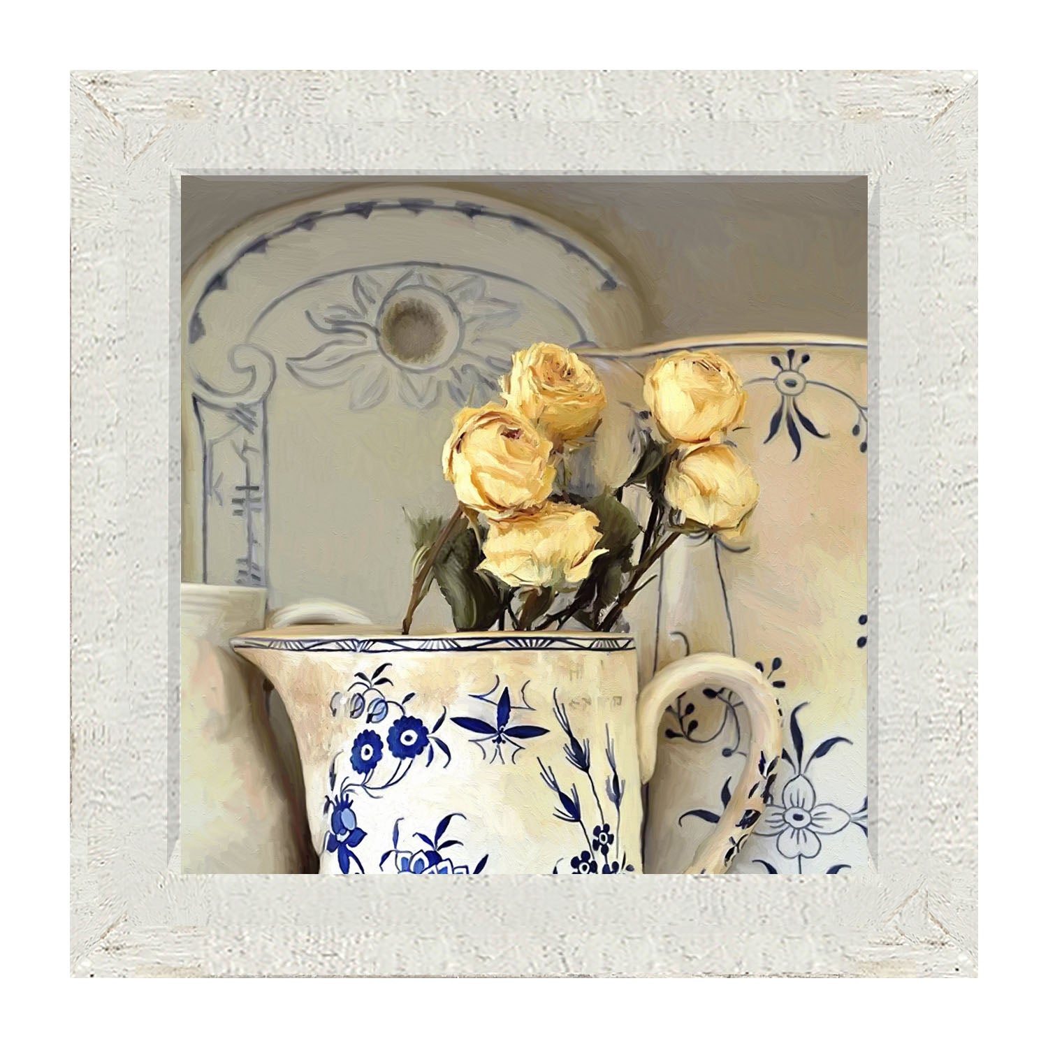 Yellow Roses in vase - Framed Art