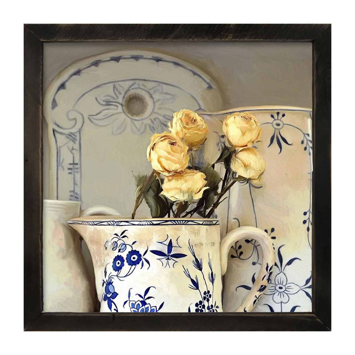 Yellow Roses in vase - Framed Art