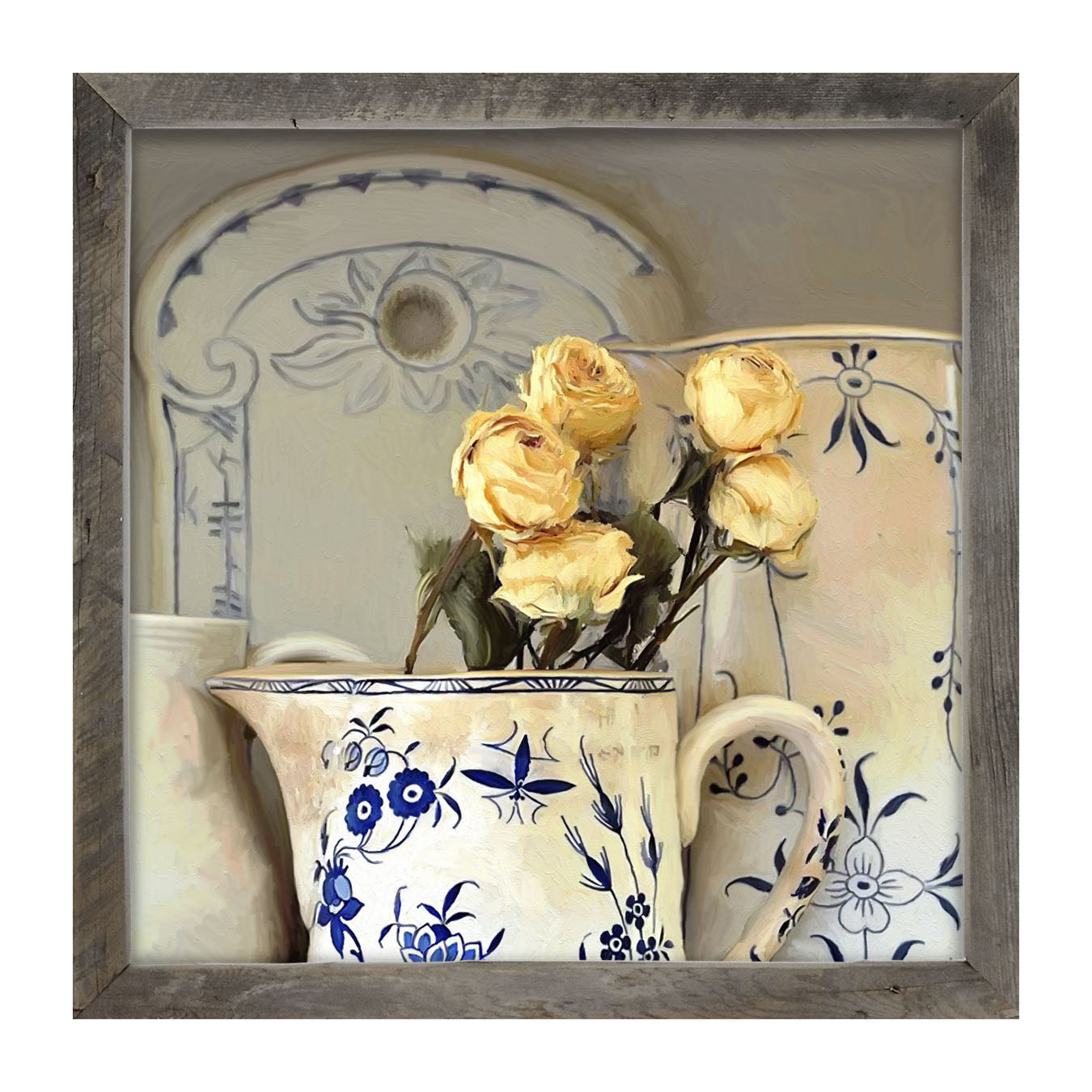 Yellow Roses in vase - Framed Art